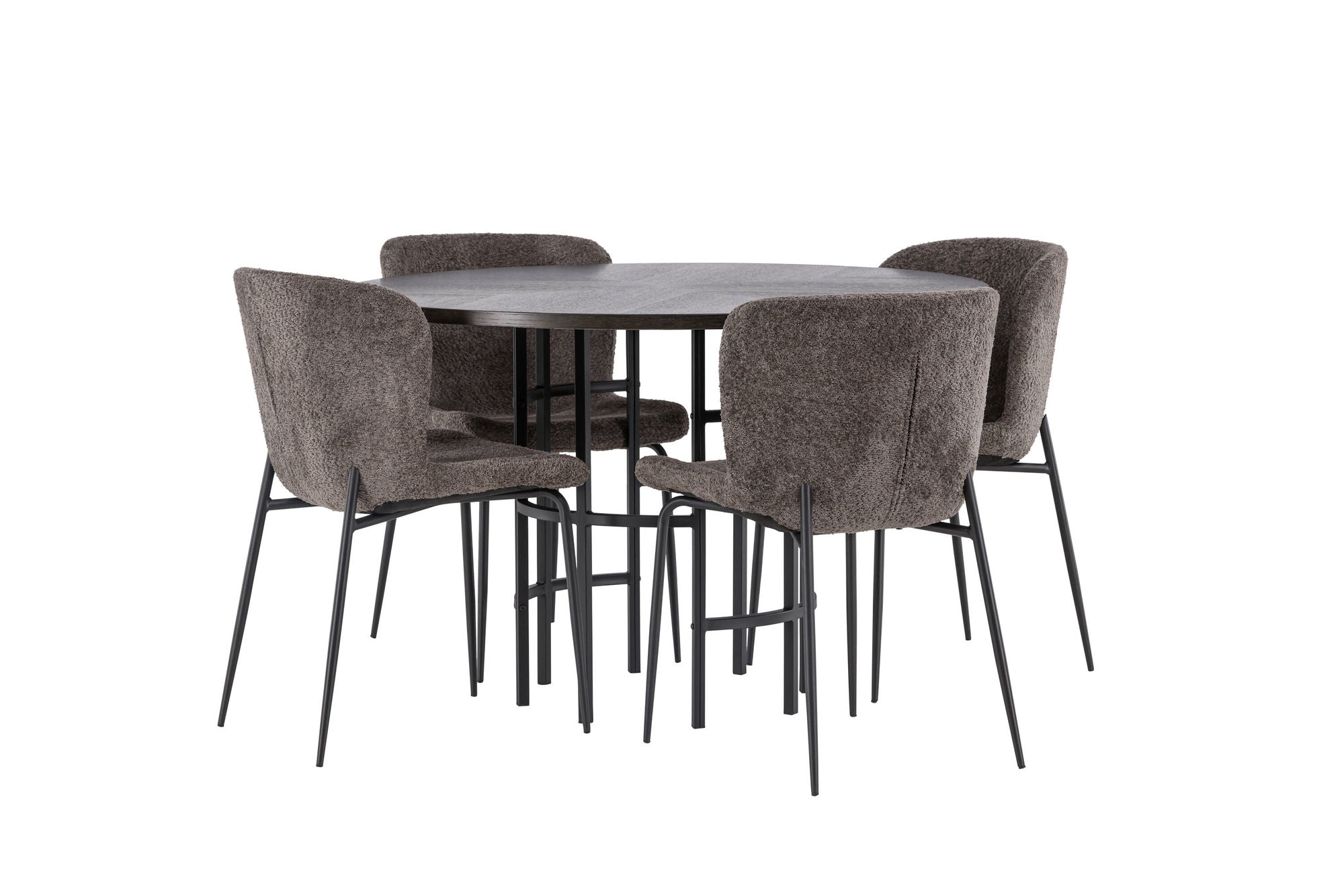Venture Home Copenhagen spisebord - Black / Mocca Veneer +Modesto Spisebordsstol - Grey / Smoked Black Boucle _4