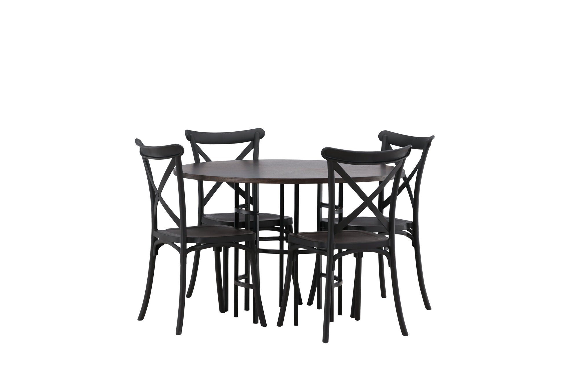 Venture Home Copenhagen spisebord - Black / Mocca Veneer +Crosett Spisebordsstol - Matte Black / Matte Black Plastic _4