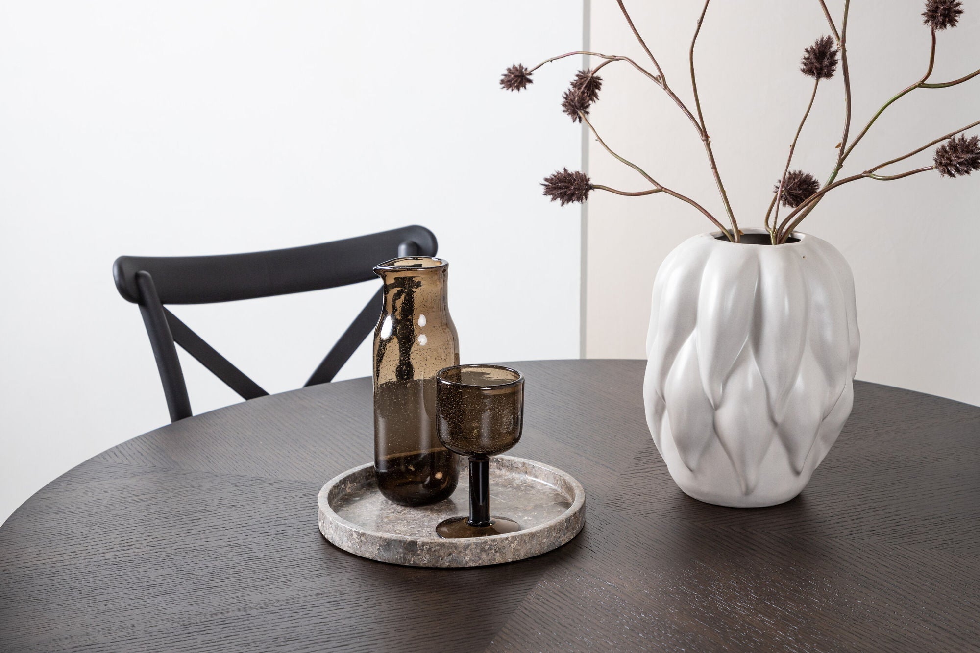 Venture Home Copenhagen spisebord - Black / Mocca Veneer +Crosett Spisebordsstol - Matte Black / Matte Black Plastic _4