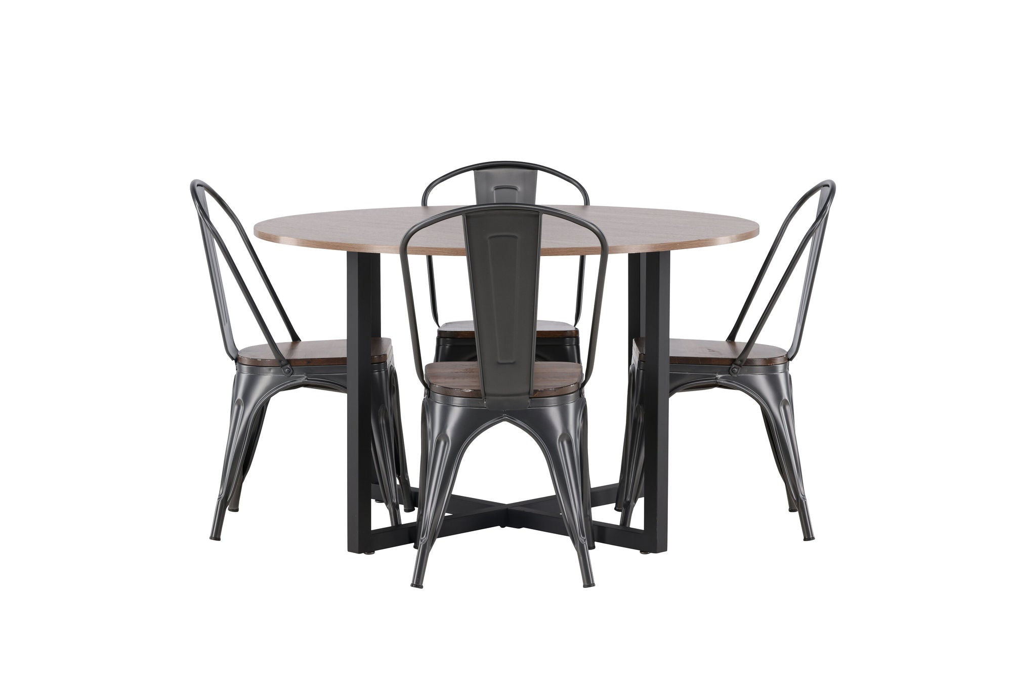Venture Home Durango spisebord - Black / Walnut MDF +Tempe Spisebordsstol - Dark grey / Dark Brown MDF _4