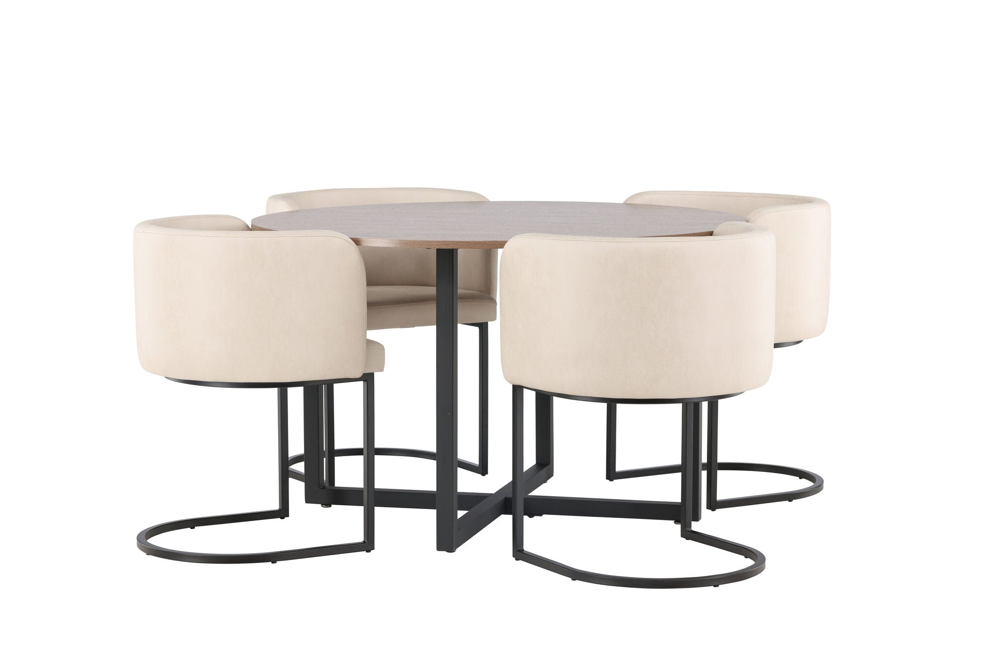 Venture Home Durango spisebord - Black / Walnut MDF +Simrishman Spisebordsstol - Black / Beige TC-fabric _4