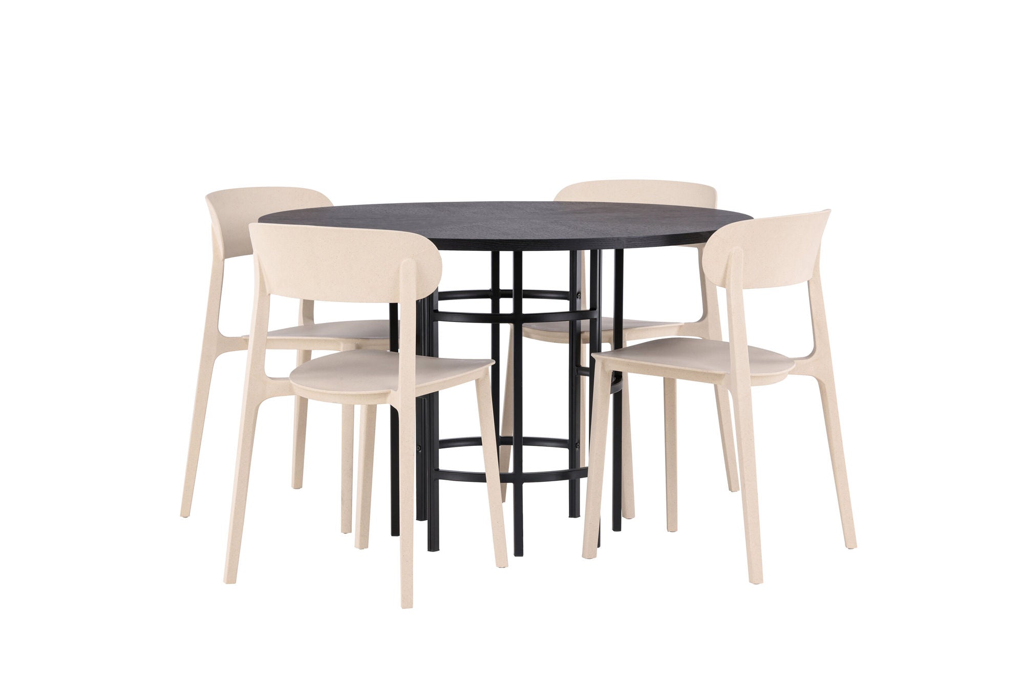 Venture Home Copenhagen spisebord - Black / Black Veneer +Åstol Spisebordsstol - Nature Wood plastic composite _4