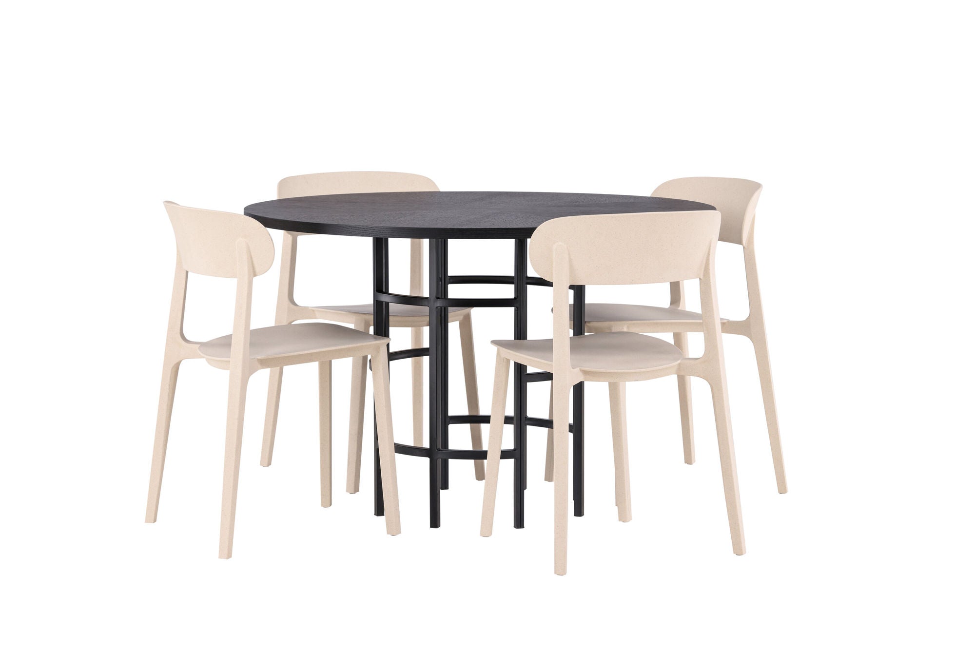 Venture Home Copenhagen spisebord - Black / Black Veneer +Åstol Spisebordsstol - Nature Wood plastic composite _4