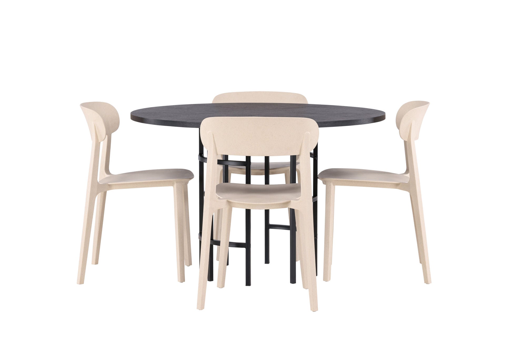 Venture Home Copenhagen spisebord - Black / Black Veneer +Åstol Spisebordsstol - Nature Wood plastic composite _4