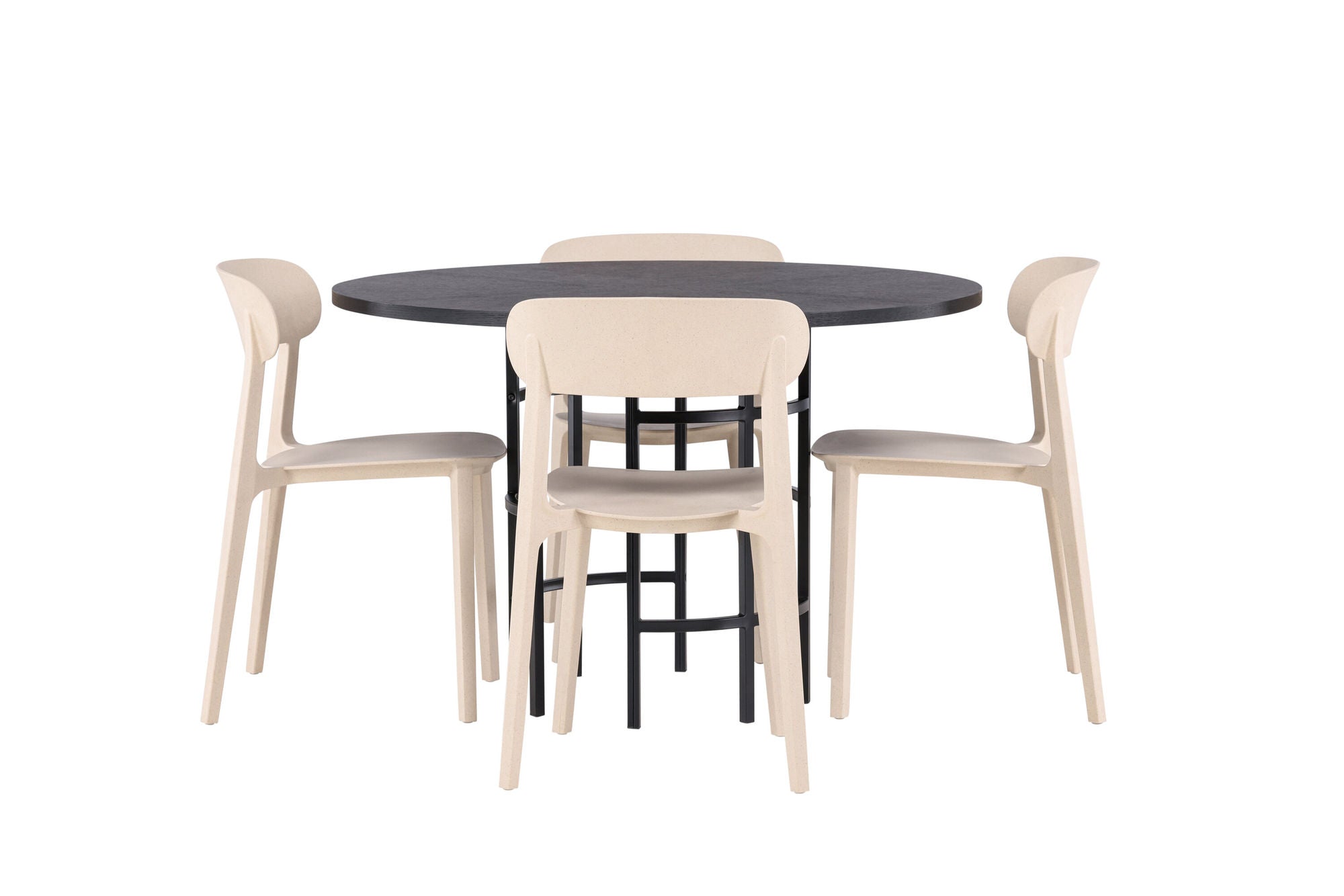 Venture Home Copenhagen spisebord - Black / Black Veneer +Åstol Spisebordsstol - Nature Wood plastic composite _4