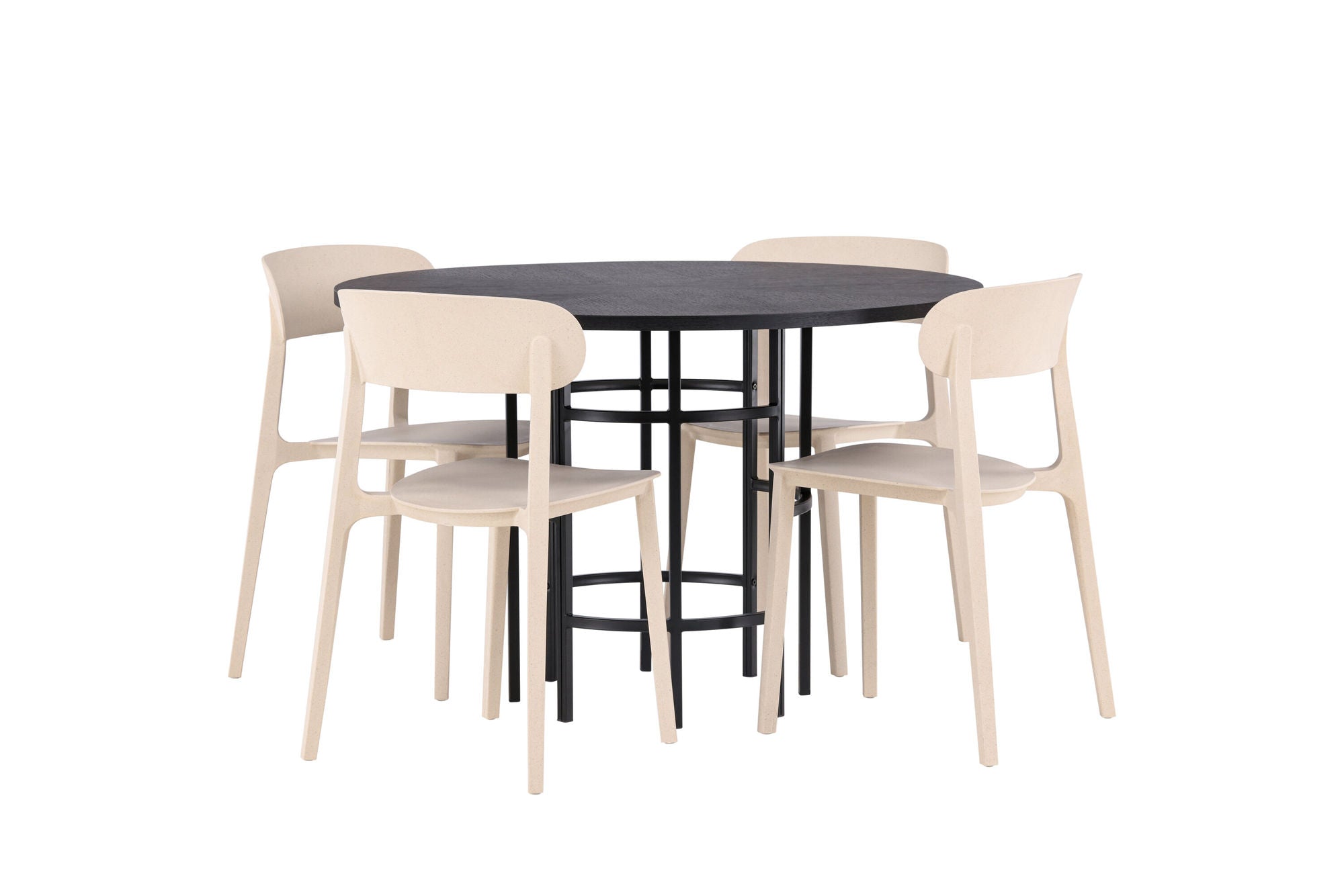 Venture Home Copenhagen spisebord - Black / Black Veneer +Åstol Spisebordsstol - Nature Wood plastic composite _4