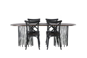 Venture Home Stone oval spisebord - Black / Mocca Veneer +Crosett Spisebordsstol - Matte Black / Matte Black Plastic _4