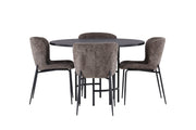 Venture Home Copenhagen spisebord - Black / Black Veneer +Modesto Spisebordsstol - Grey / Smoked Black Boucle _4