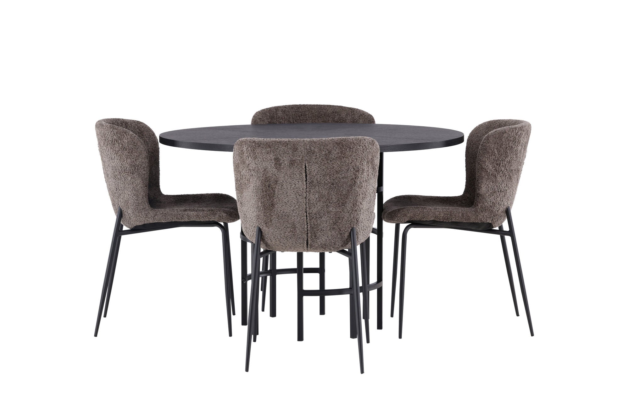 Venture Home Copenhagen spisebord - Black / Black Veneer +Modesto Spisebordsstol - Grey / Smoked Black Boucle _4