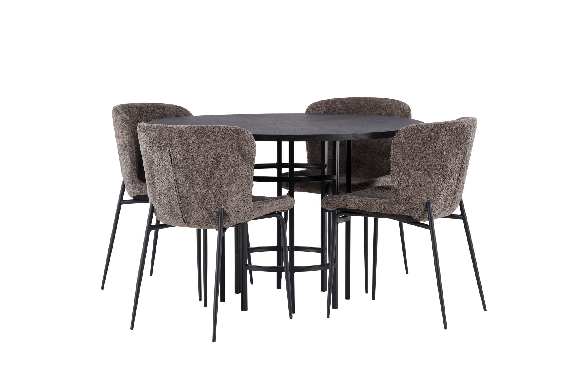 Venture Home Copenhagen spisebord - Black / Black Veneer +Modesto Spisebordsstol - Grey / Smoked Black Boucle _4