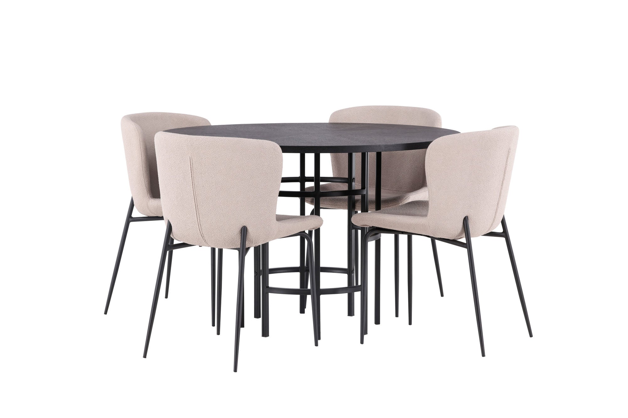 Venture Home Copenhagen spisebord - Black / Black Veneer +Modesto Spisebordsstol - Beige / Beige Boucle _4