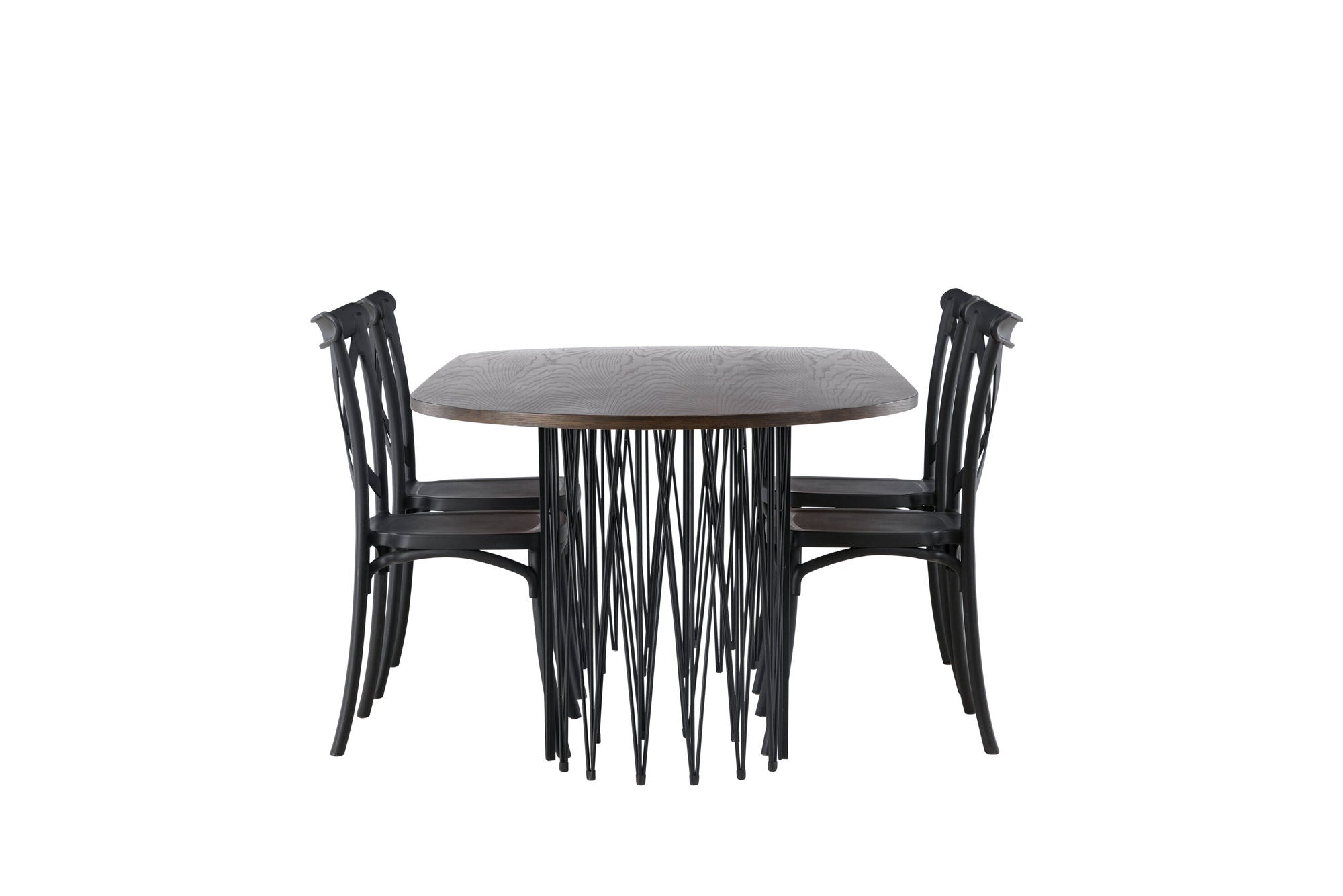 Venture Home Stone oval spisebord - Black / Mocca Veneer +Crosett Spisebordsstol - Matte Black / Matte Black Plastic _4
