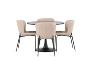 Venture Home Glade spisebord - Black / Black MDF +Modesto Spisebordsstol - Grey / Smoked Black Boucle _4