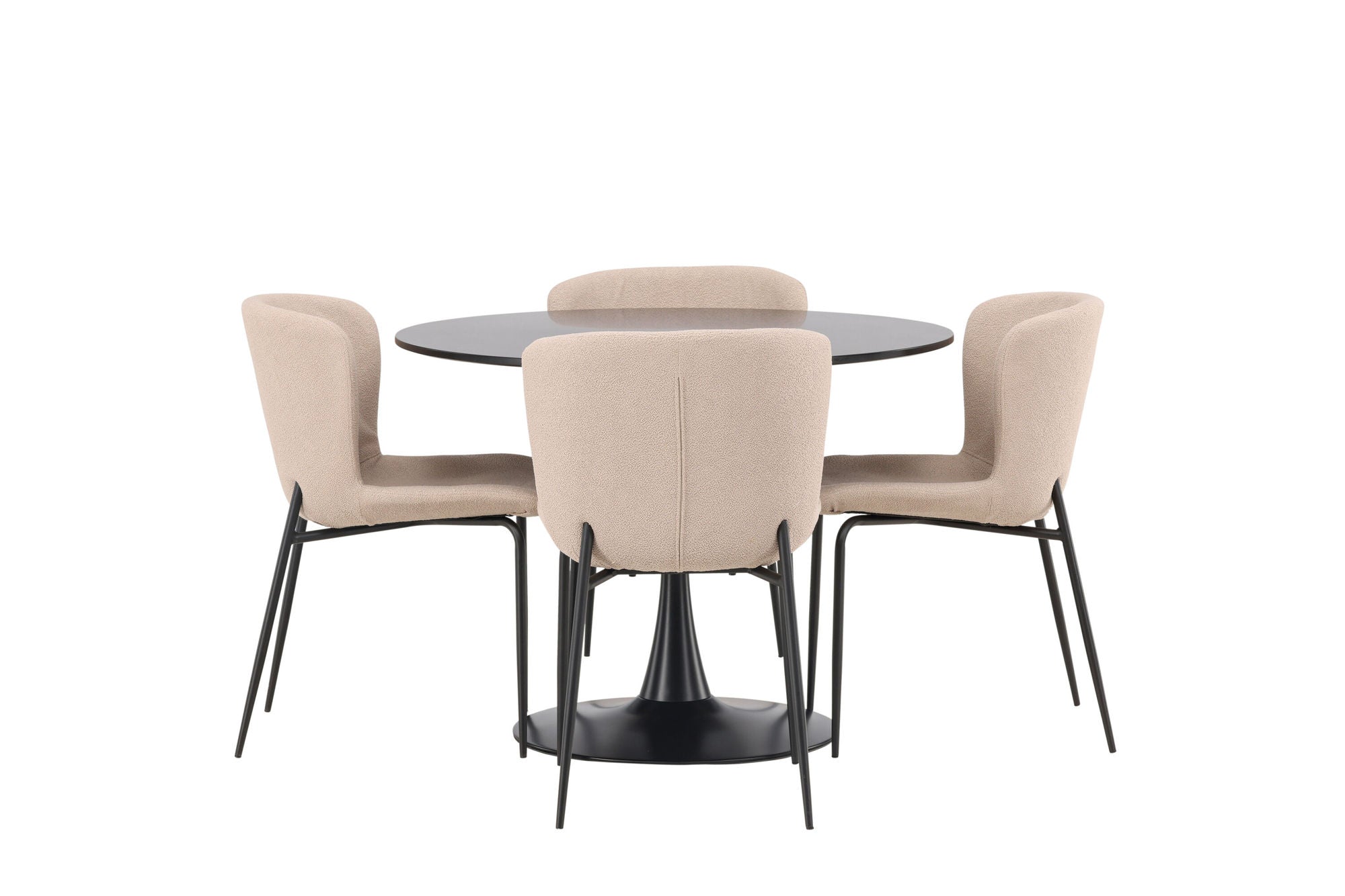 Venture Home Glade spisebord - Black / Black MDF +Modesto Spisebordsstol - Grey / Smoked Black Boucle _4