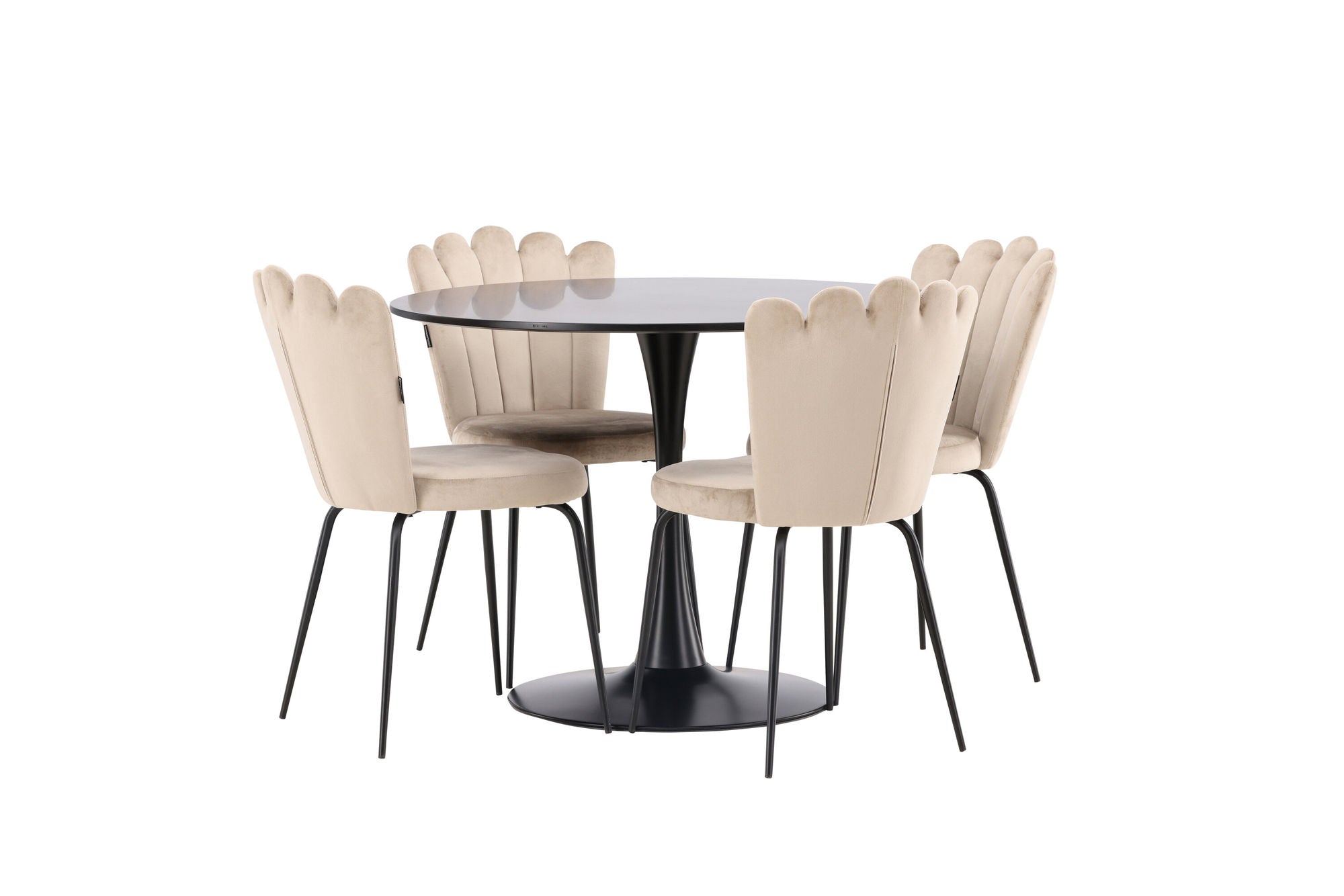 Venture Home Glade spisebord - Black / Black MDF +Limhamn Light stol - Black / Beige Velvet _4