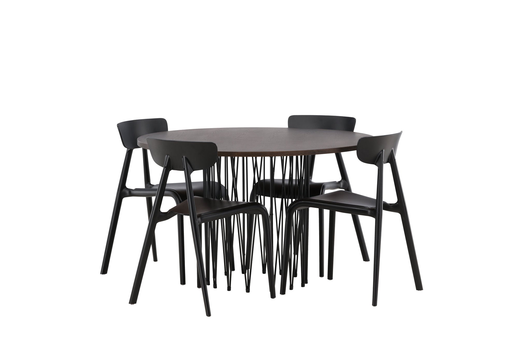 Venture Home Stone round spisebord - Black / Mocca Veneer +Ursholmen Spisebordsstol - Black Polypropylene _4