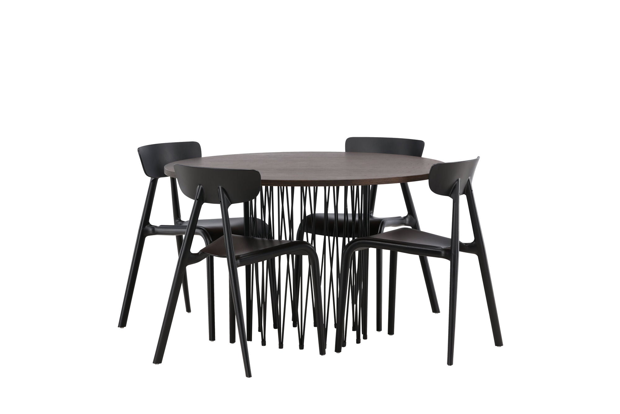 Venture Home Stone round spisebord - Black / Mocca Veneer +Ursholmen Spisebordsstol - Black Polypropylene _4