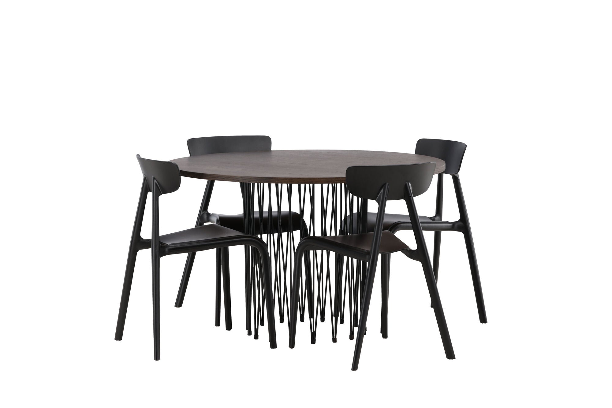 Venture Home Stone round spisebord - Black / Mocca Veneer +Ursholmen Spisebordsstol - Black Polypropylene _4