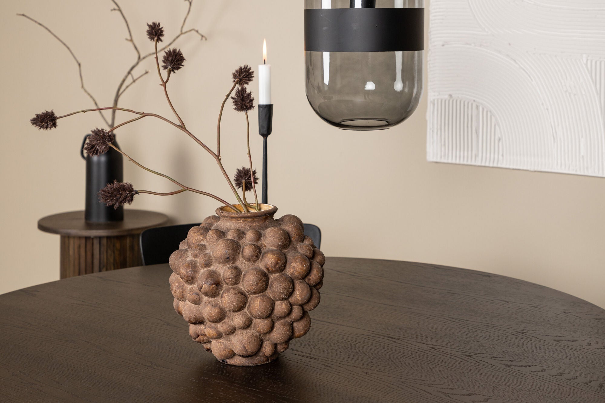 Venture Home Stone round spisebord - Black / Mocca Veneer +Ursholmen Spisebordsstol - Black Polypropylene _4
