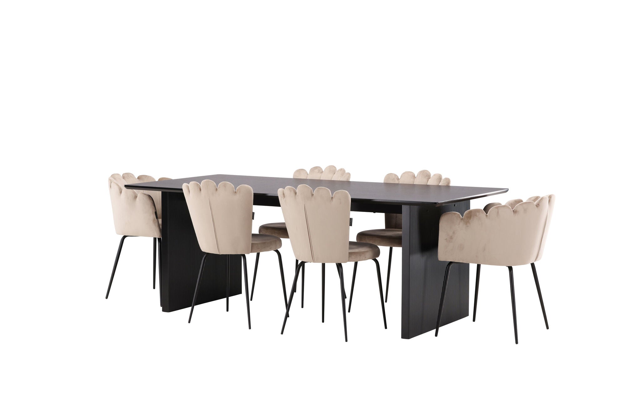 Venture Home Vail spisebord - Black / Smoked Black MDF +Limhamn Light stol - Black / Beige Velvet _4