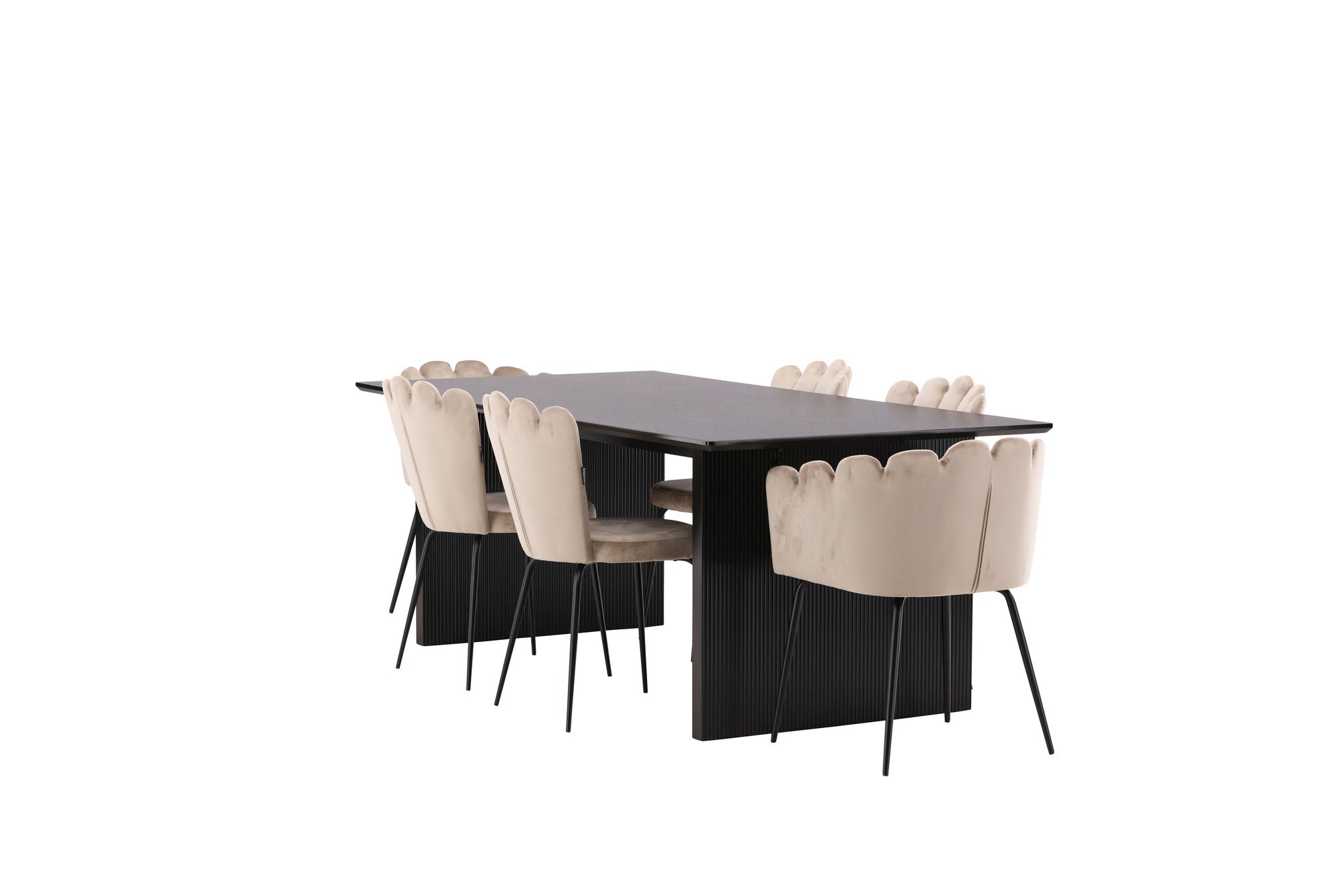 Venture Home Vail spisebord - Black / Smoked Black MDF +Limhamn Light stol - Black / Beige Velvet _4
