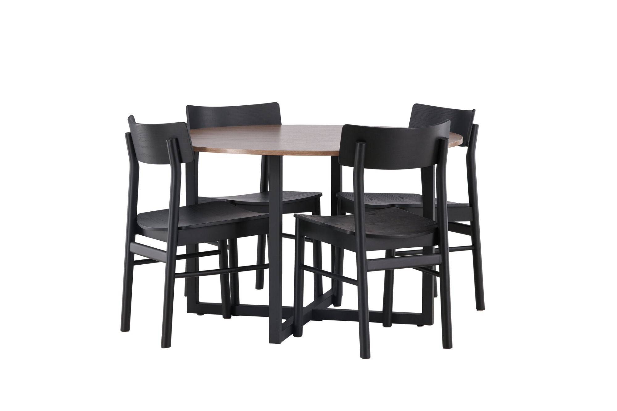 Venture Home Durango spisebord - Black / Walnut MDF +Montros Spisebordsstol - Natural / Natural Rubberwood _4
