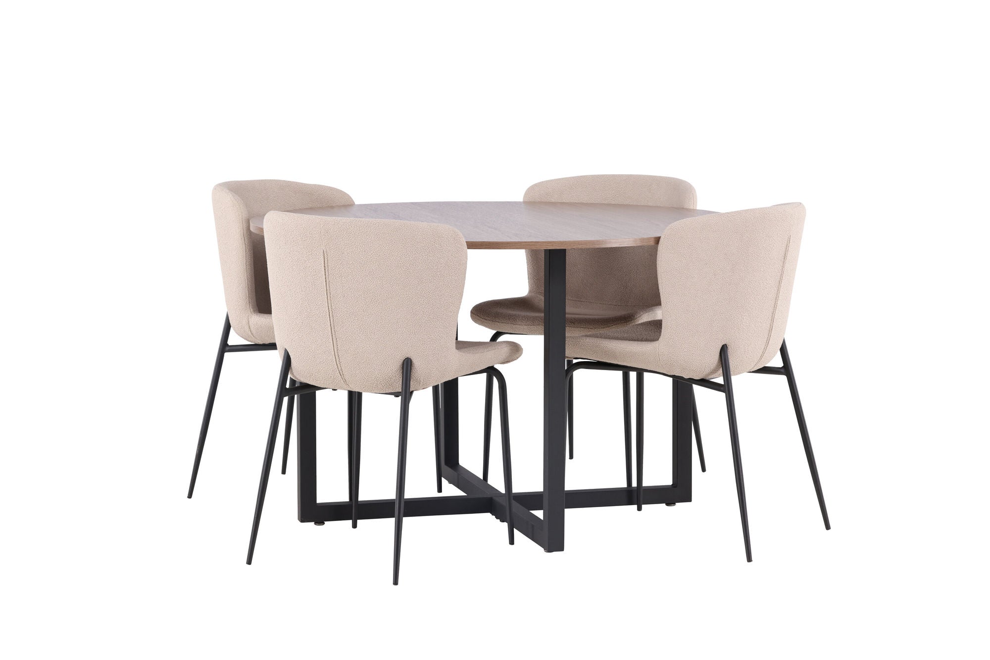 Venture Home Durango spisebord - Black / Walnut MDF +Modesto Spisebordsstol - Grey / Smoked Black Boucle _4