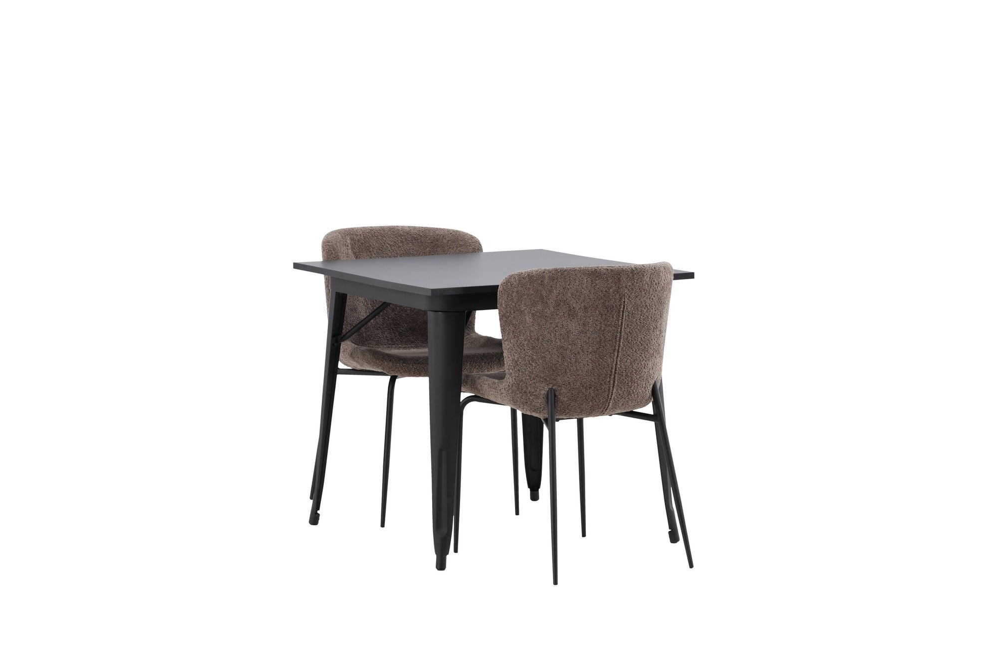 Venture Home Tempe spisebord - Black / Black MDF +Modesto Spisebordsstol - Grey / Smoked Black Boucle _2