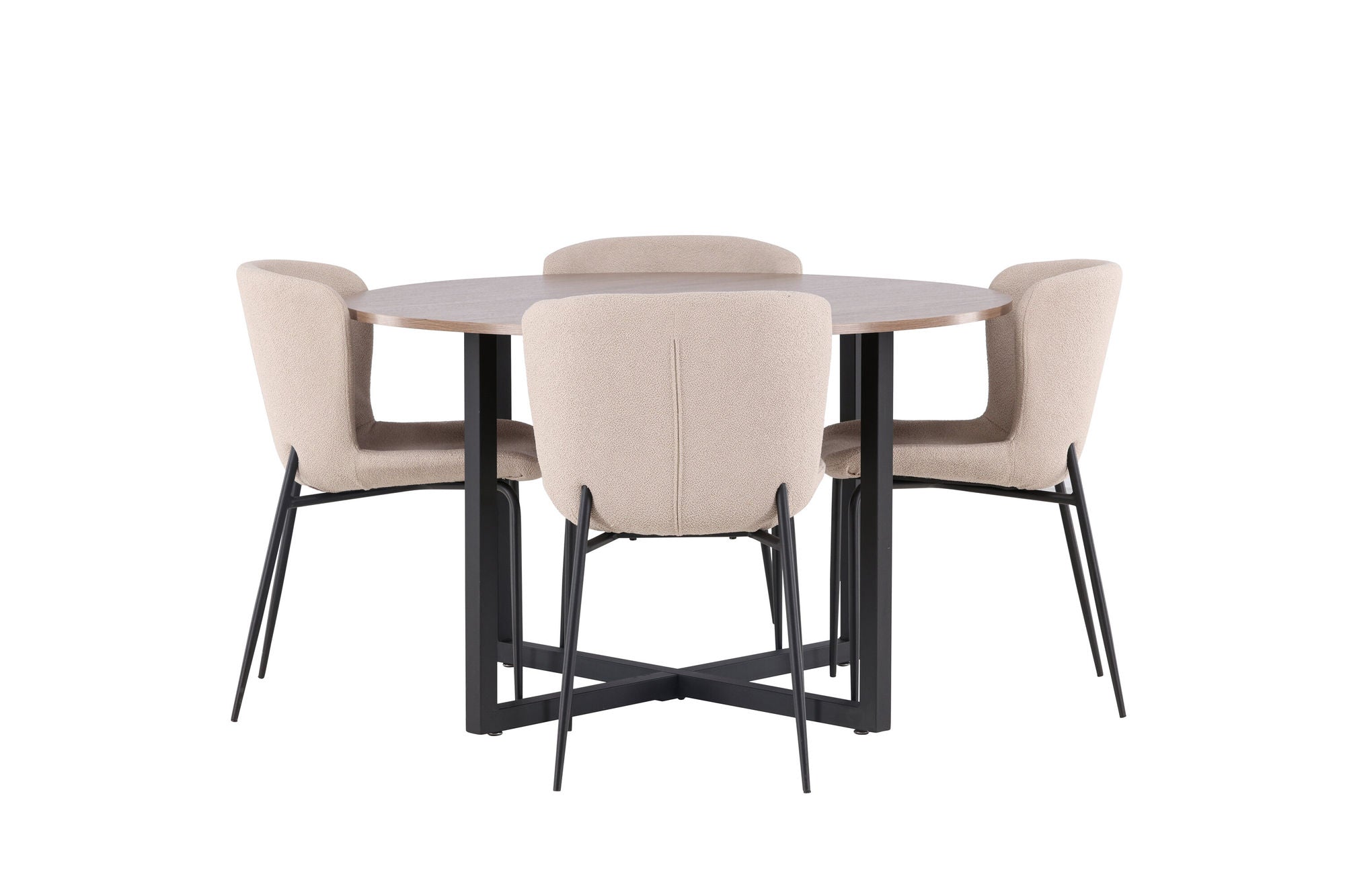 Venture Home Durango spisebord - Black / Walnut MDF +Modesto Spisebordsstol - Grey / Smoked Black Boucle _4
