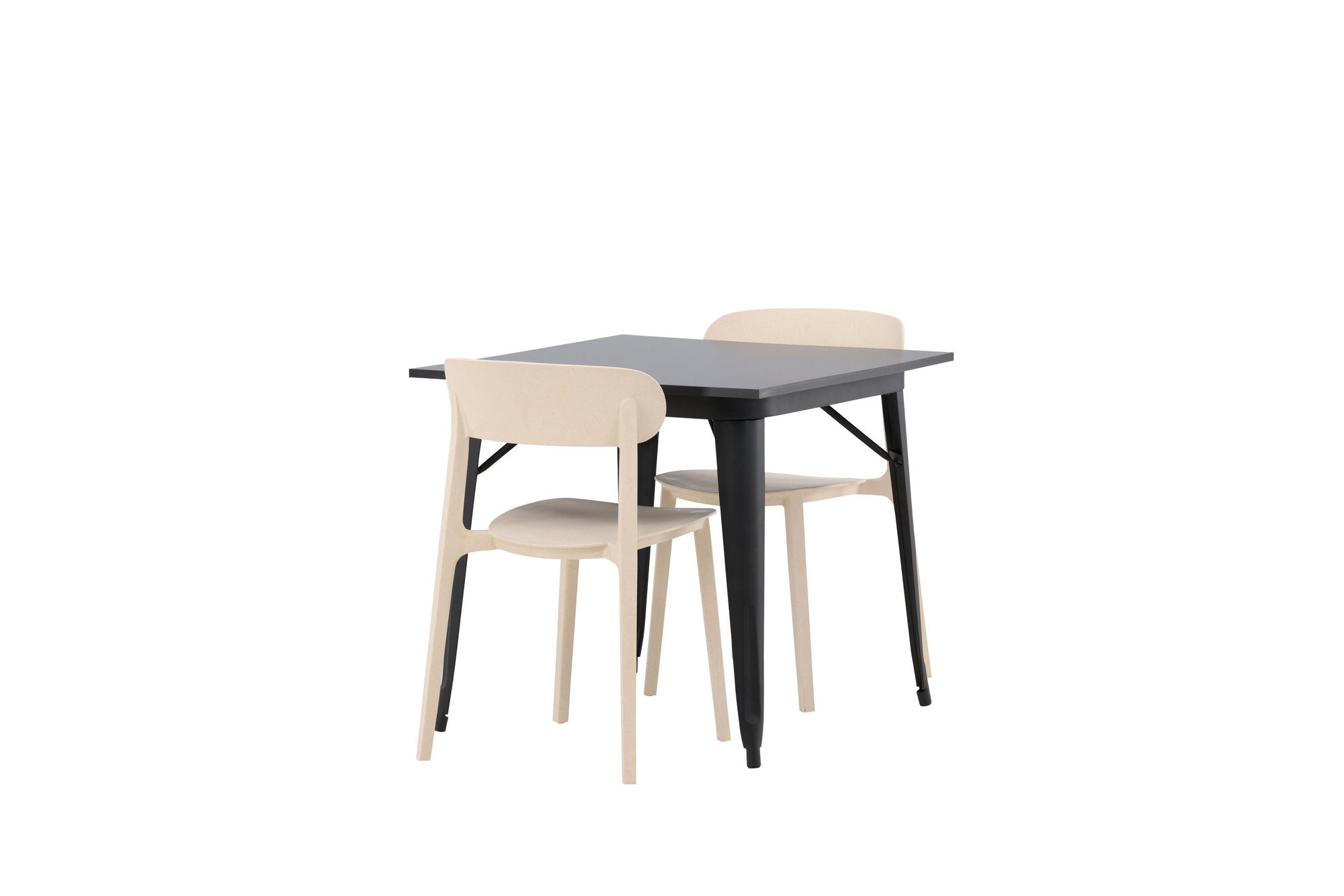 Venture Home Tempe spisebord - Black / Black MDF +Åstol Spisebordsstol - Nature Wood plastic composite _2