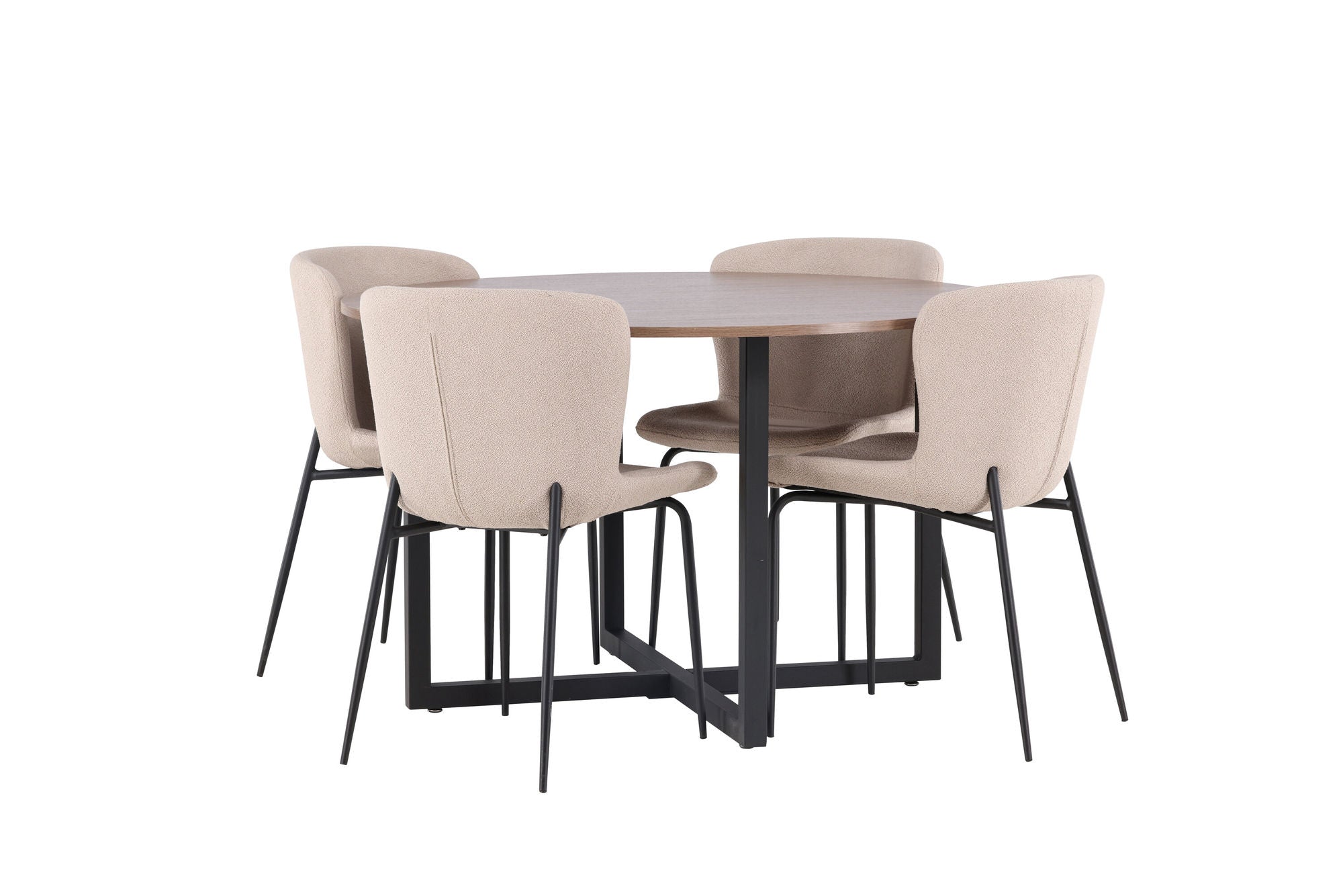 Venture Home Durango spisebord - Black / Walnut MDF +Modesto Spisebordsstol - Grey / Smoked Black Boucle _4