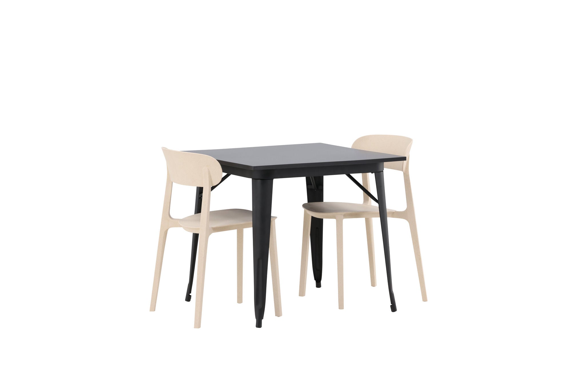 Venture Home Tempe spisebord - Black / Black MDF +Åstol Spisebordsstol - Nature Wood plastic composite _2