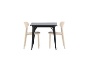 Venture Home Tempe spisebord - Black / Black MDF +Åstol Spisebordsstol - Nature Wood plastic composite _2