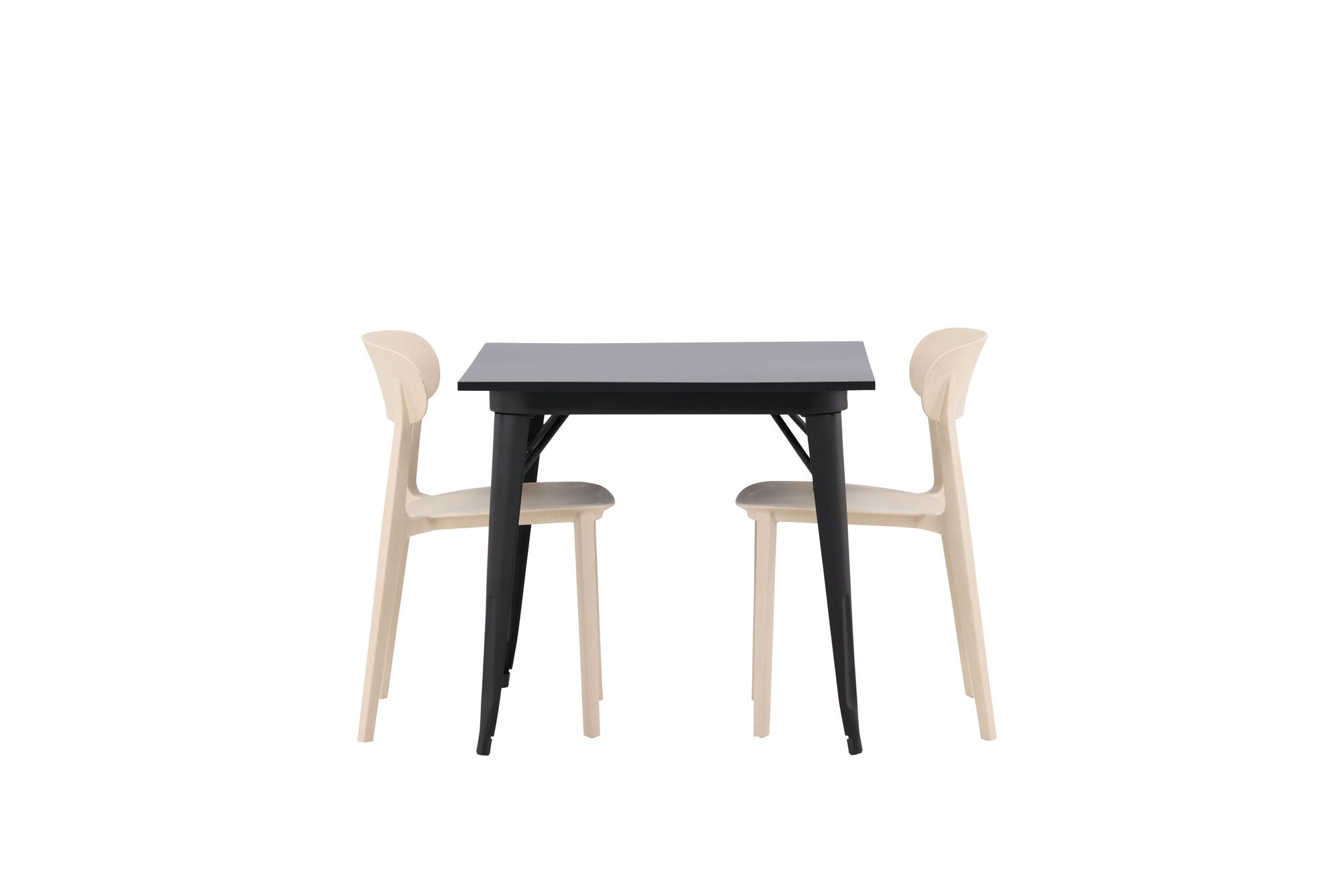 Venture Home Tempe spisebord - Black / Black MDF +Åstol Spisebordsstol - Nature Wood plastic composite _2