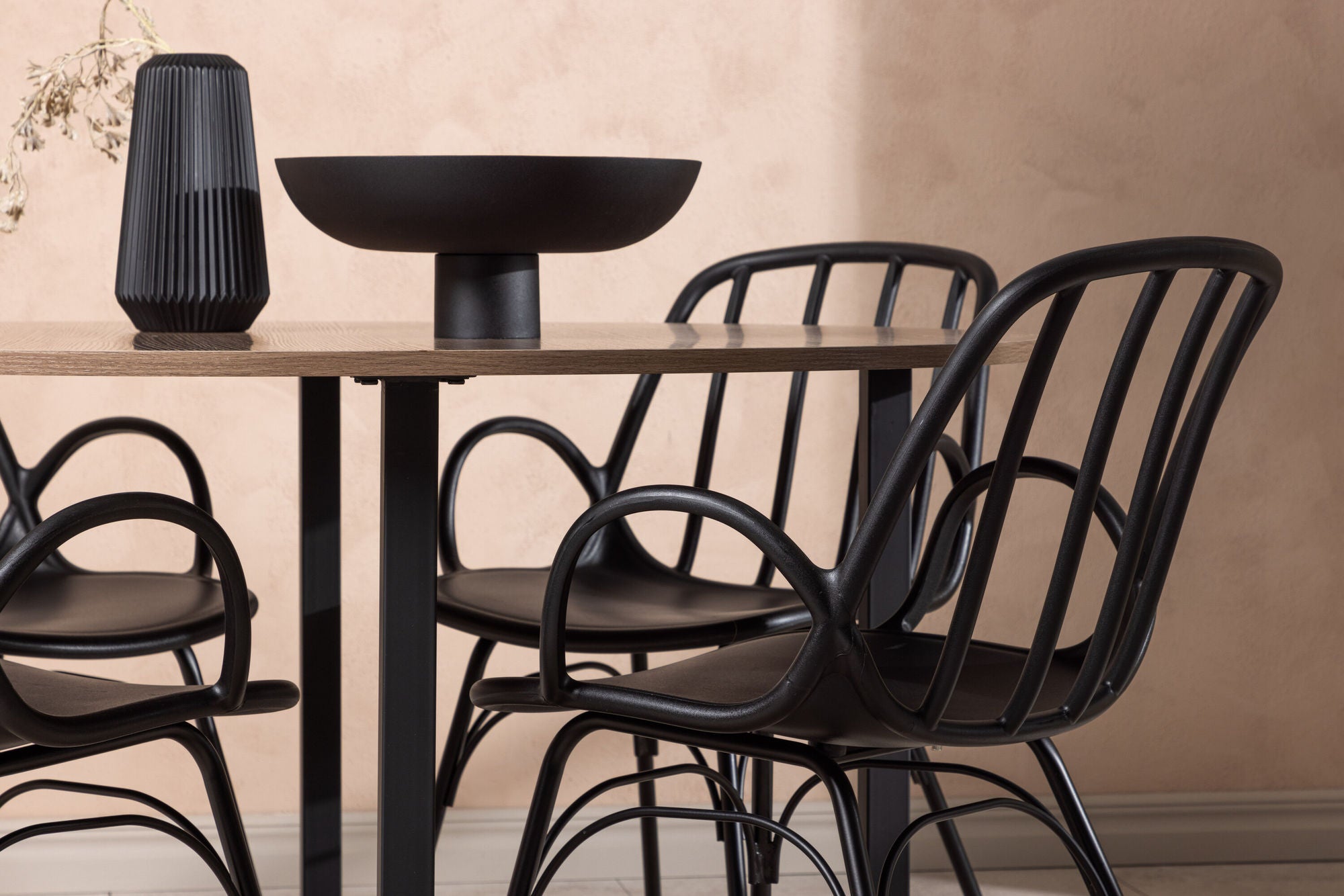 Venture Home Durango spisebord - Black / Walnut MDF +Dyrön Spisebordsstol - Black Polypropylene _4
