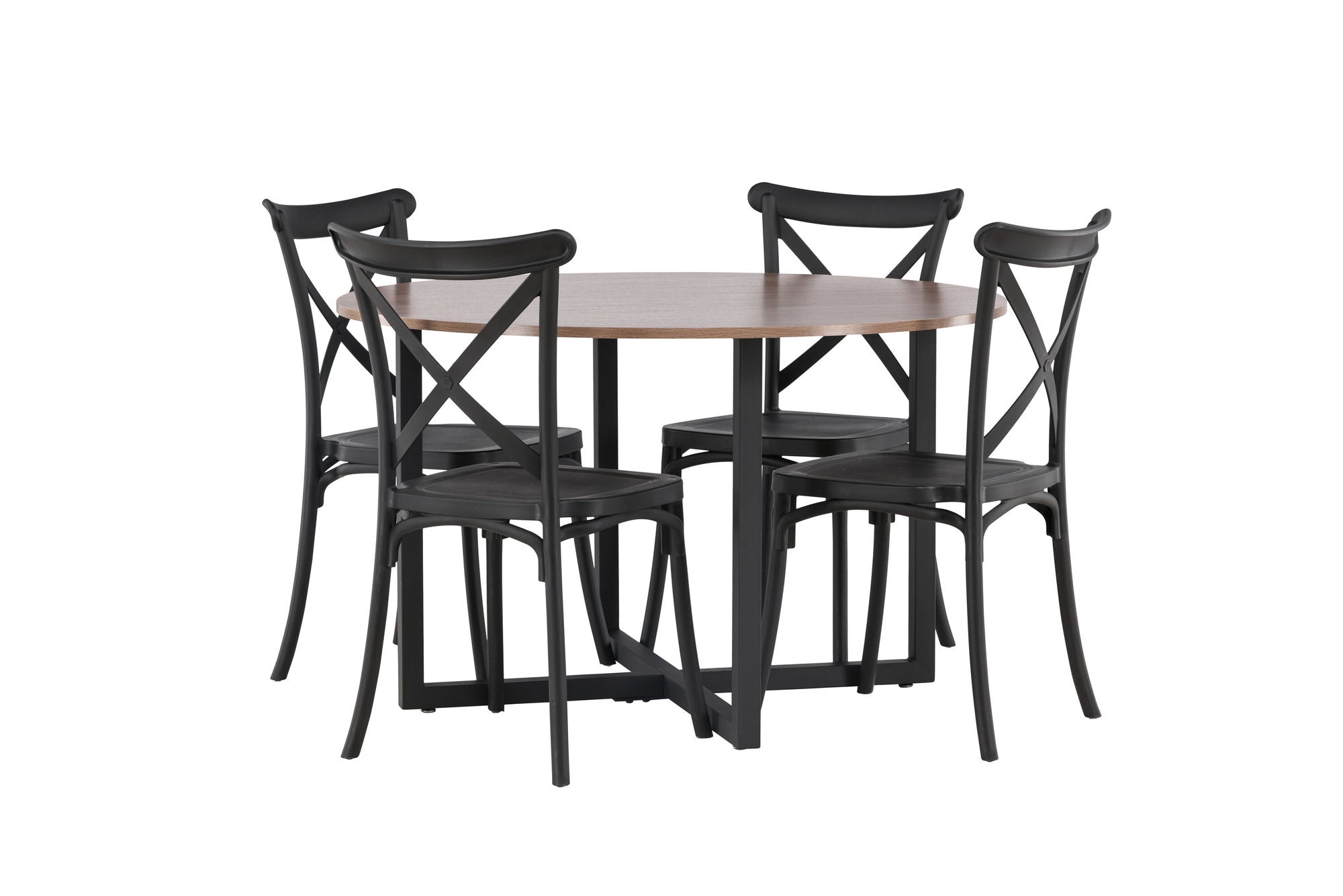 Venture Home Durango spisebord - Black / Walnut MDF +Crosett Spisebordsstol - Matte Black / Matte Black Plastic _4