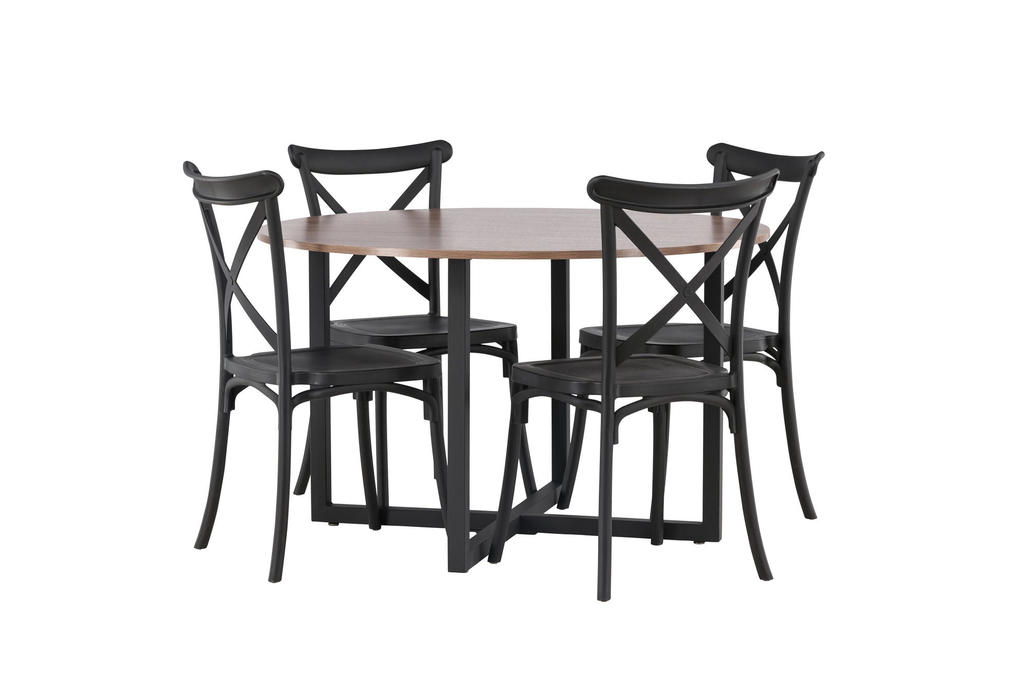 Venture Home Durango spisebord - Black / Walnut MDF +Crosett Spisebordsstol - Matte Black / Matte Black Plastic _4