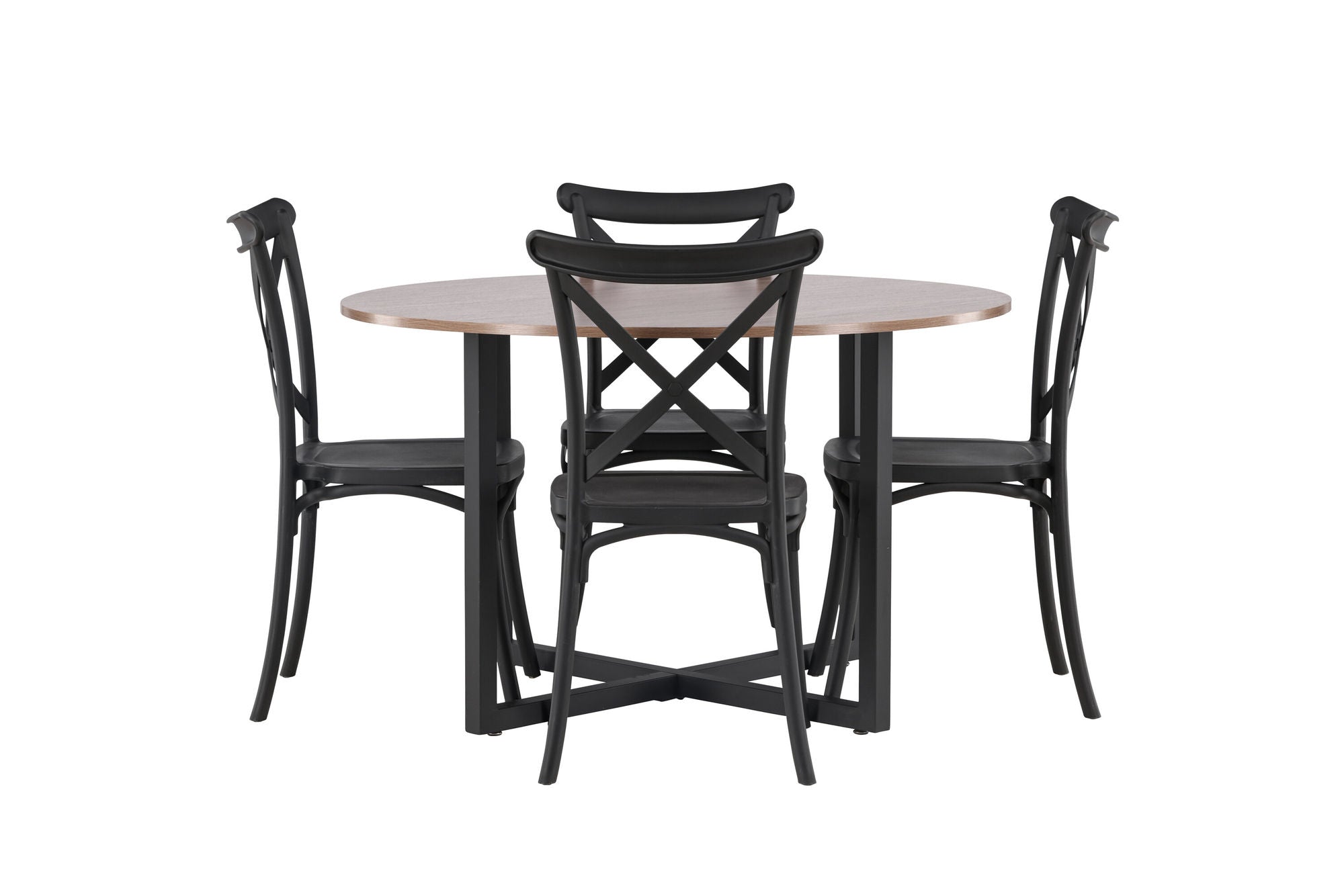 Venture Home Durango spisebord - Black / Walnut MDF +Crosett Spisebordsstol - Matte Black / Matte Black Plastic _4