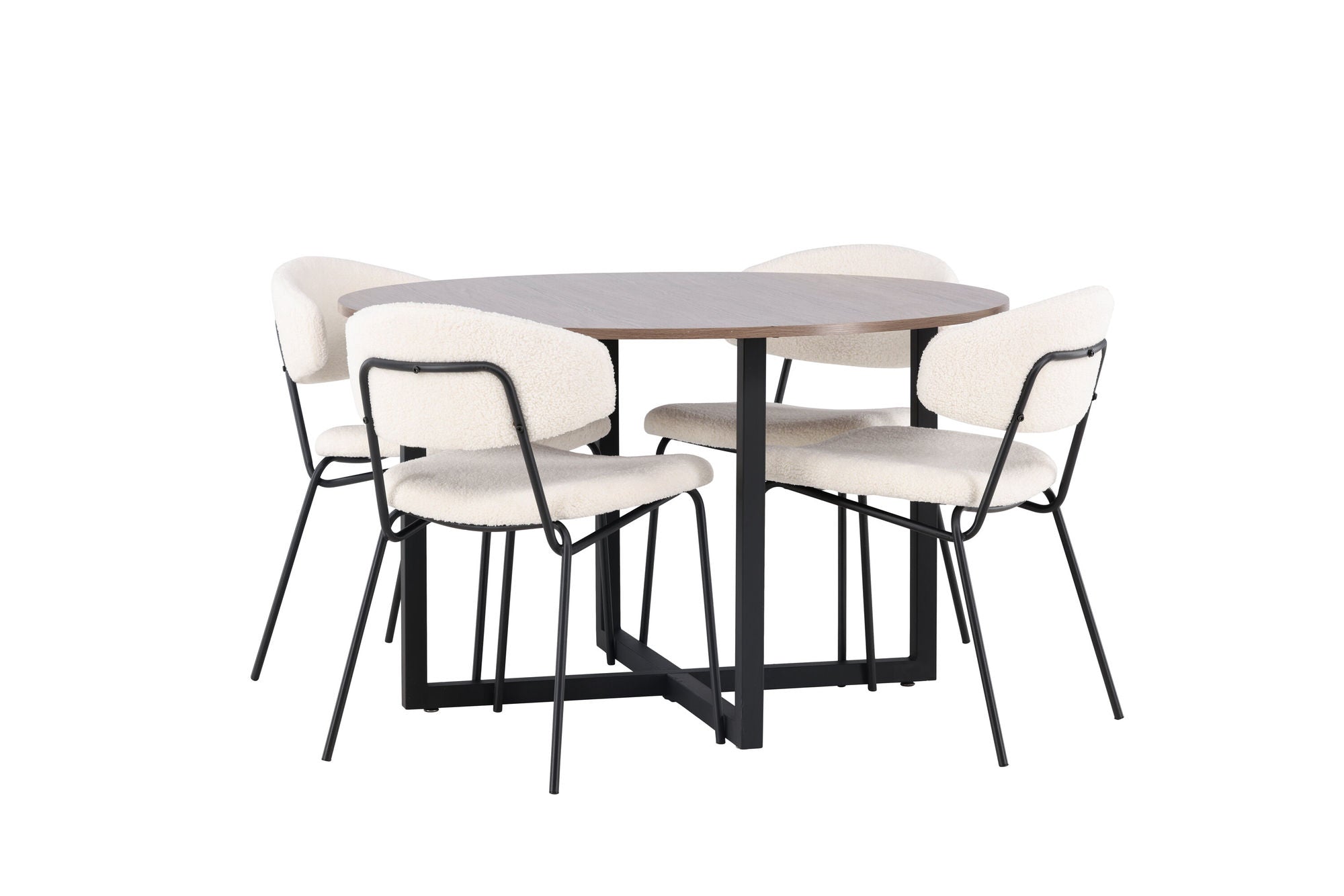 Venture Home Durango spisebord - Black / Walnut MDF +Chico Spisebordsstol - Black / White Boucle _4