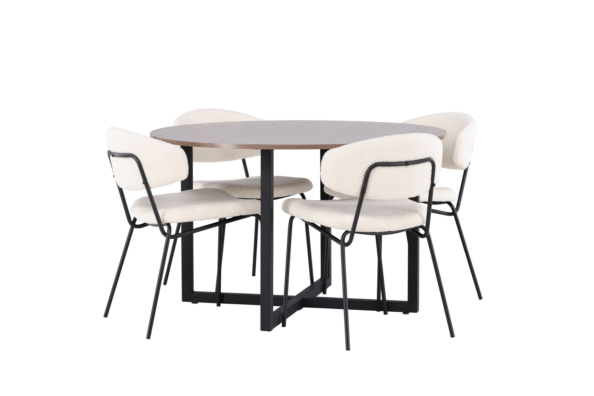Venture Home Durango spisebord - Black / Walnut MDF +Chico Spisebordsstol - Black / White Boucle _4