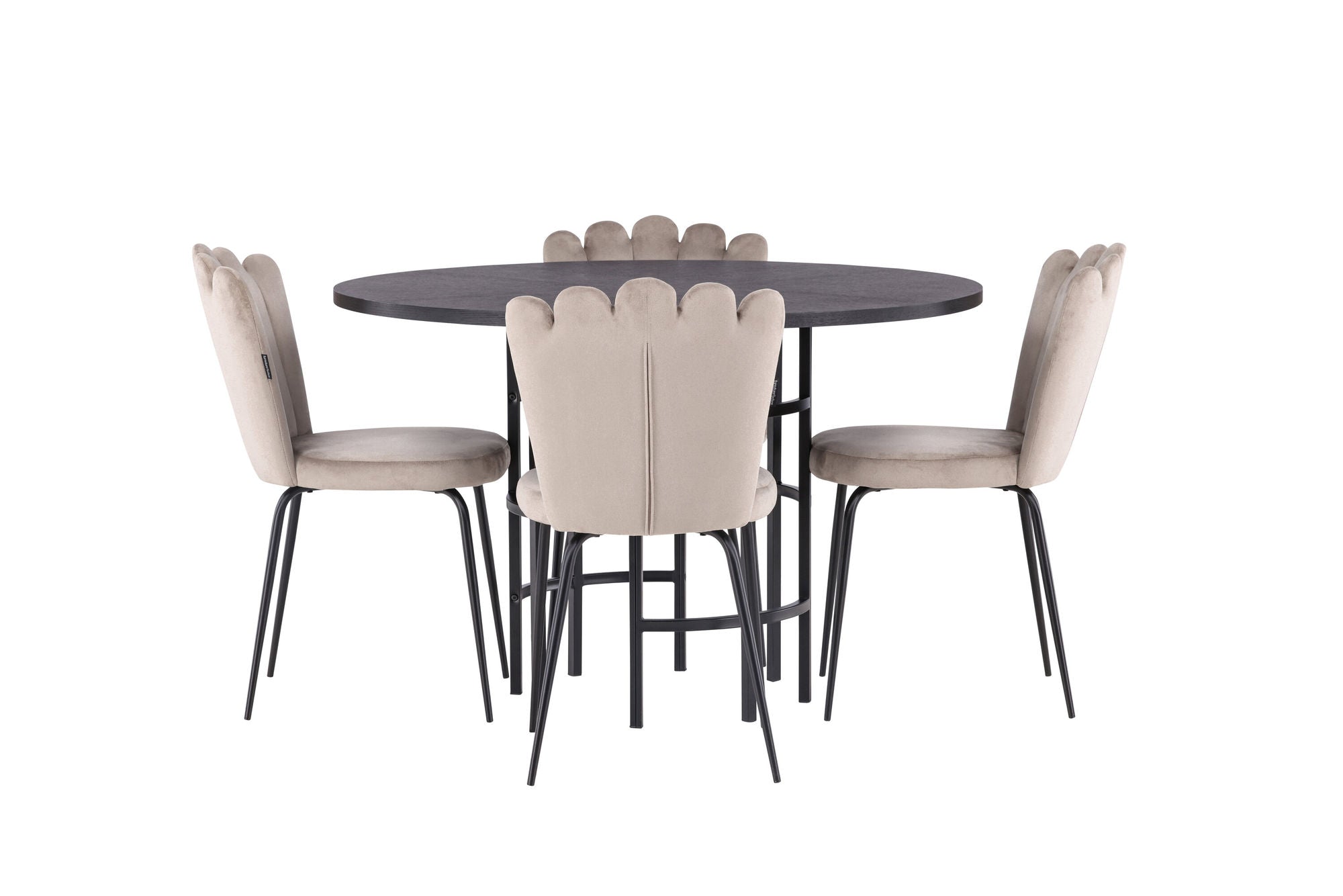 Venture Home Copenhagen spisebord - Black / Black Veneer +Limhamn Light stol - Black / Beige Velvet _4