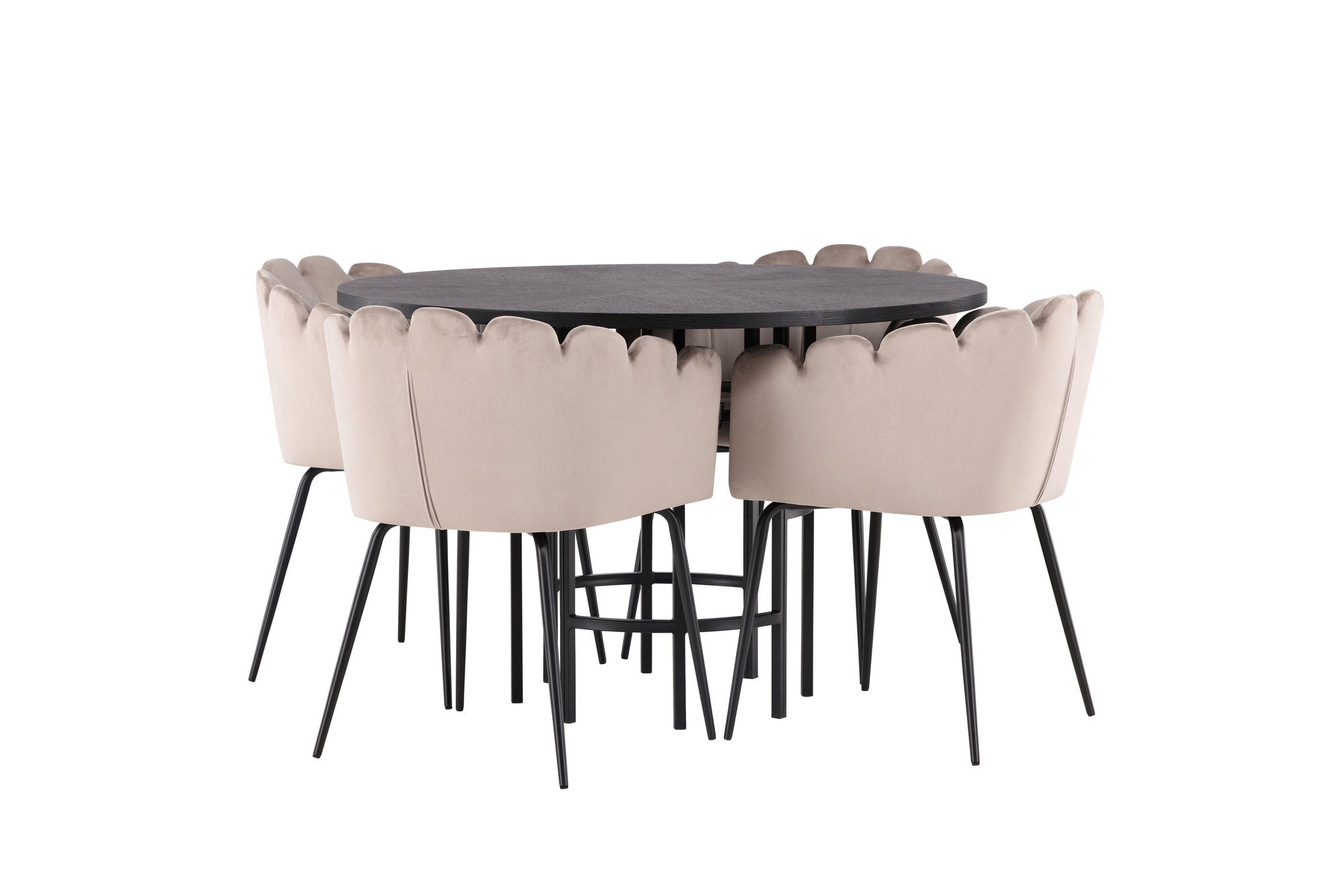 Venture Home Copenhagen spisebord - Black / Black Veneer +Limhamn stol - Black / Beige Velvet _4