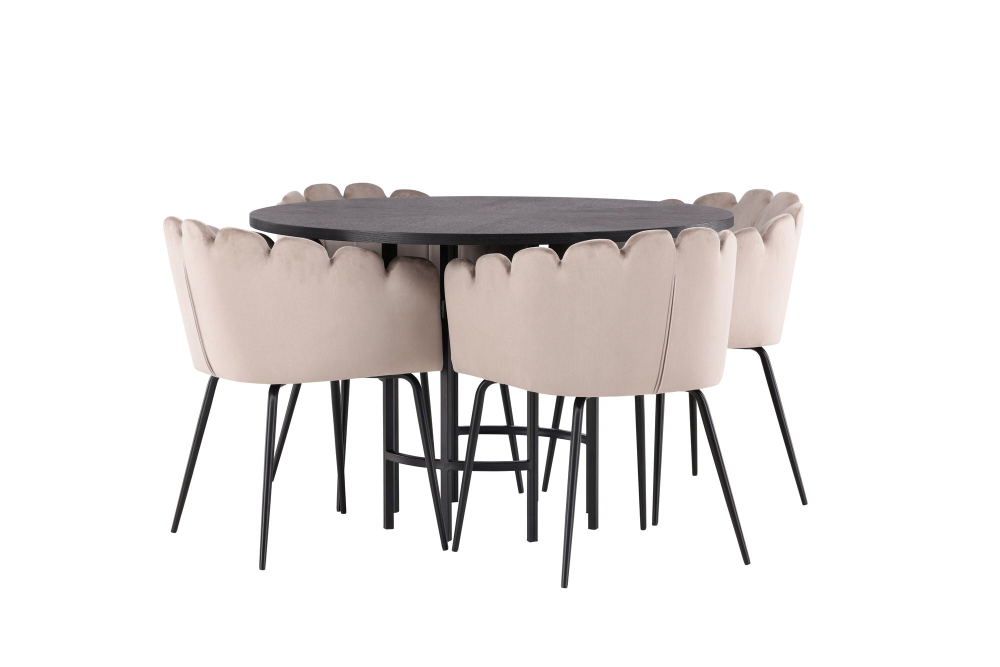 Venture Home Copenhagen spisebord - Black / Black Veneer +Limhamn stol - Black / Beige Velvet _4