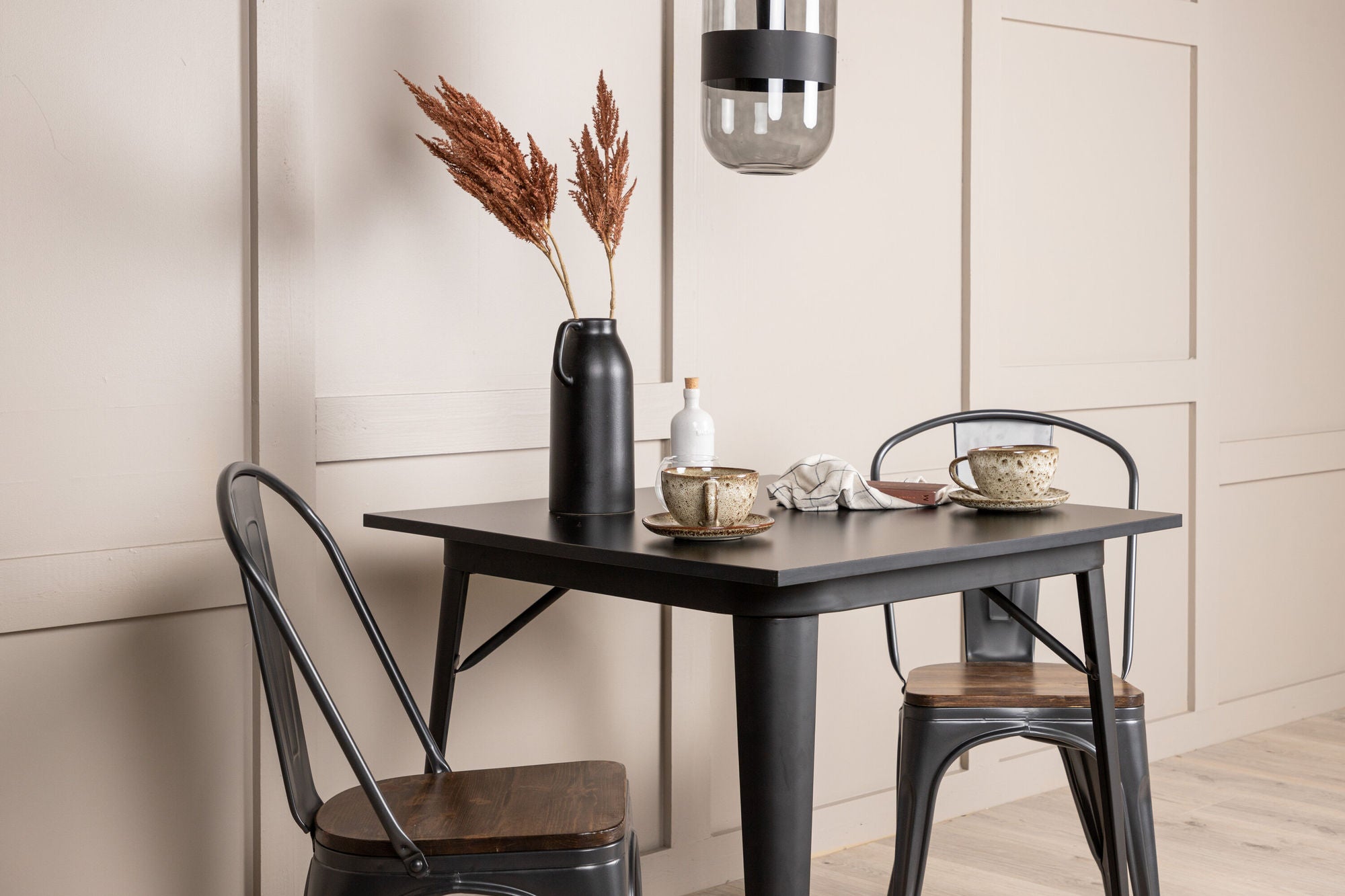Venture Home Tempe spisebord - Black / Black MDF +Tempe Spisebordsstol - Dark grey / Dark Brown MDF _2