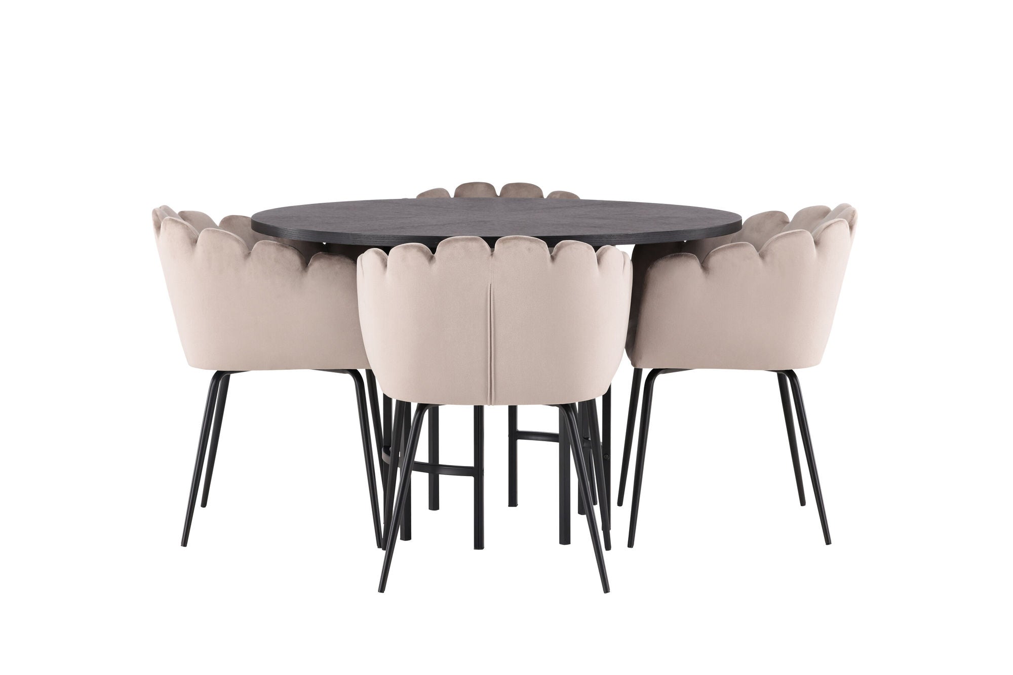 Venture Home Copenhagen spisebord - Black / Black Veneer +Limhamn stol - Black / Beige Velvet _4