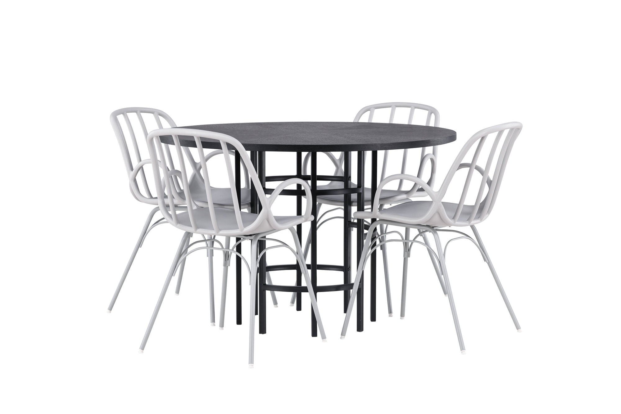 Venture Home Copenhagen spisebord - Black / Black Veneer +Dyrön Spisebordsstol - Greige Polypropylene _4