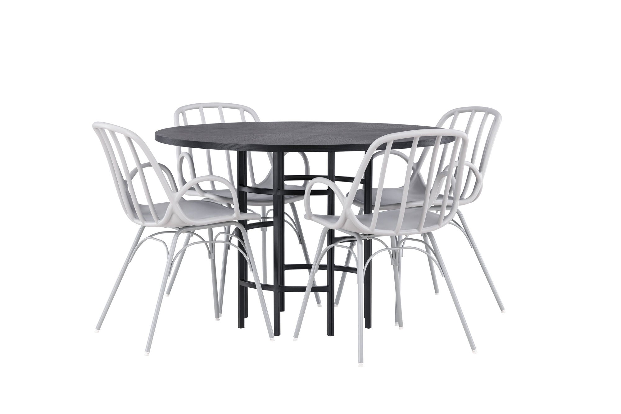 Venture Home Copenhagen spisebord - Black / Black Veneer +Dyrön Spisebordsstol - Greige Polypropylene _4