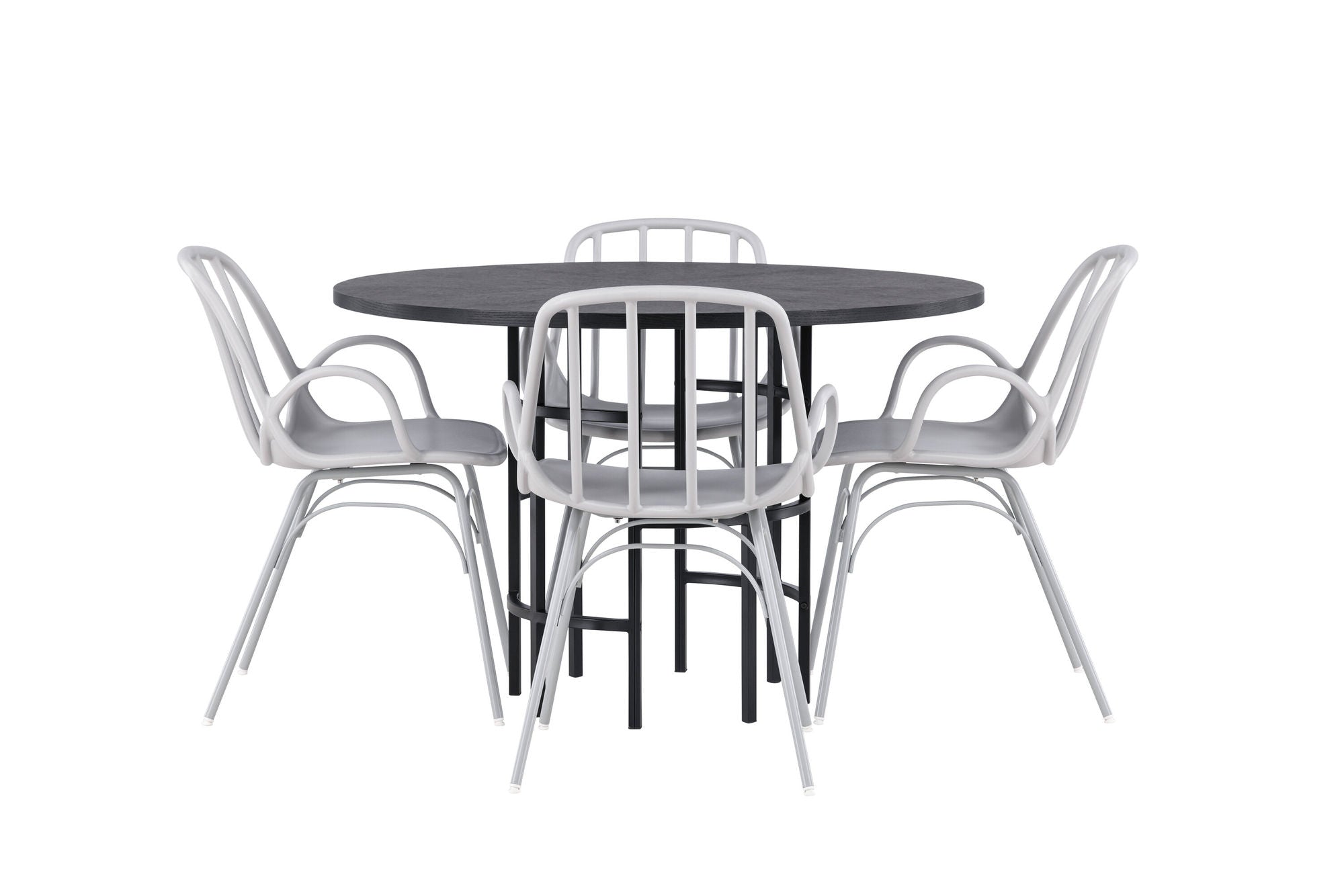 Venture Home Copenhagen spisebord - Black / Black Veneer +Dyrön Spisebordsstol - Greige Polypropylene _4