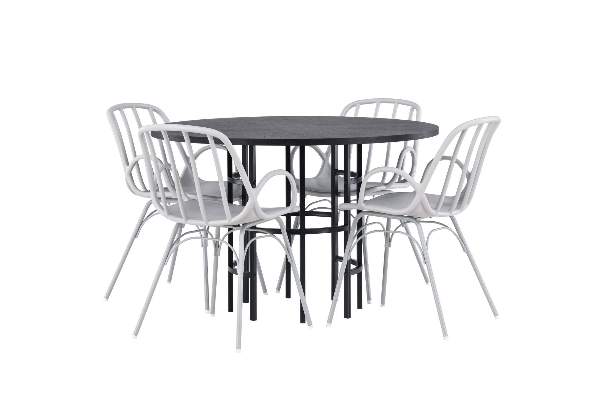 Venture Home Copenhagen spisebord - Black / Black Veneer +Dyrön Spisebordsstol - Greige Polypropylene _4