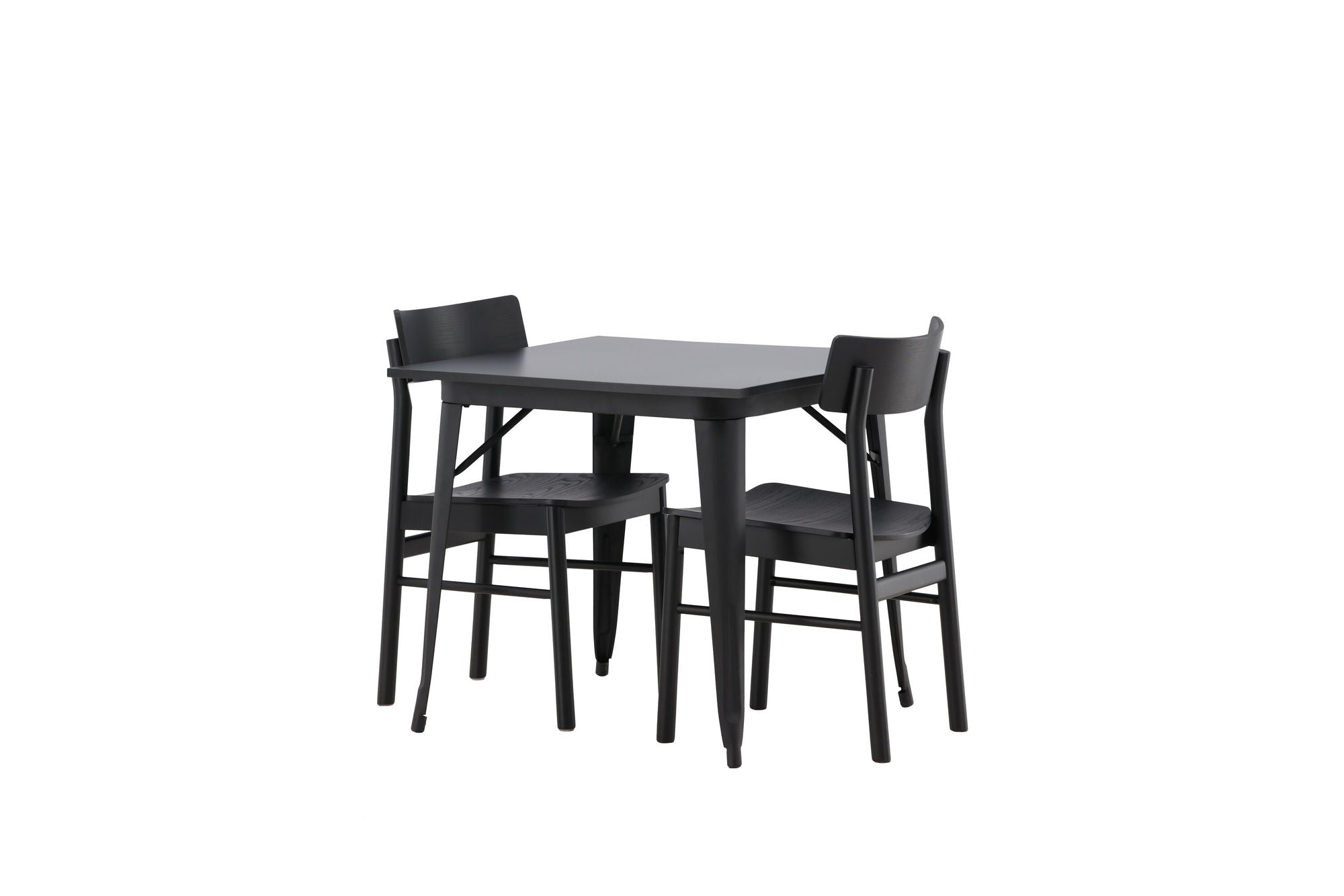 Venture Home Tempe spisebord - Black / Black MDF +Montros Spisebordsstol - Natural / Natural Rubberwood _2